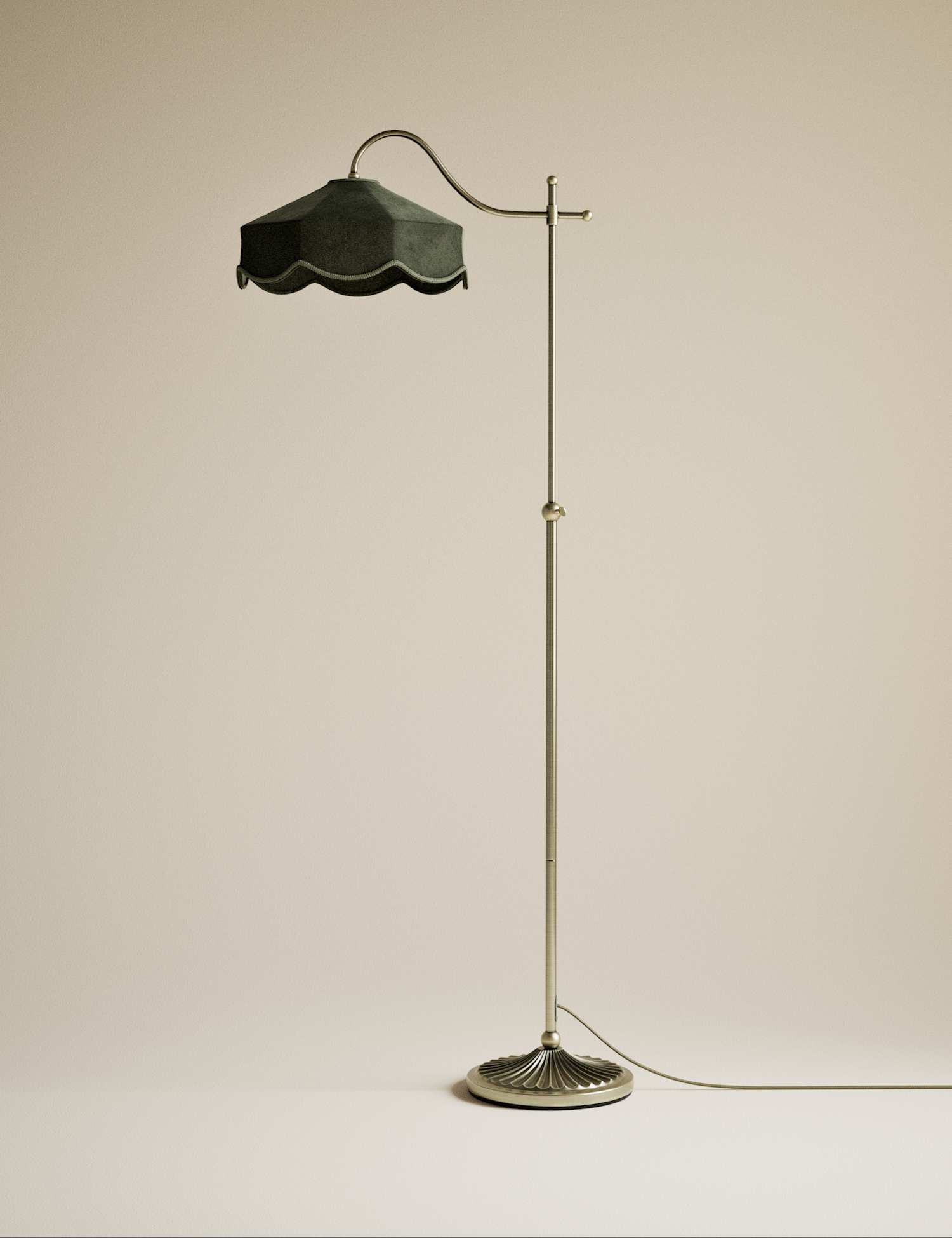 M&S Winnie Velvet Floor Lamp Green