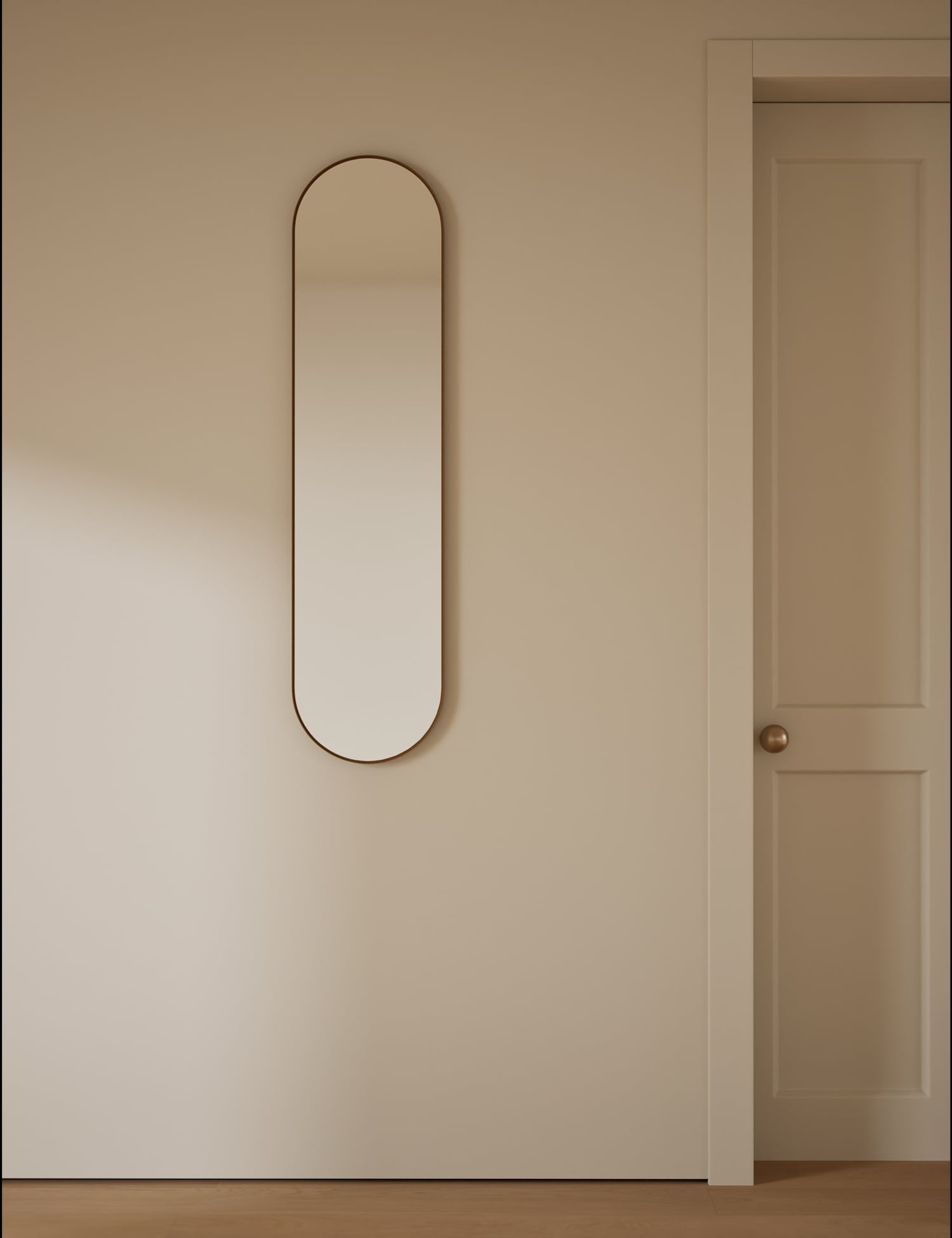 M&S Milan Pill Shape Wall Mirror Antique Brass
