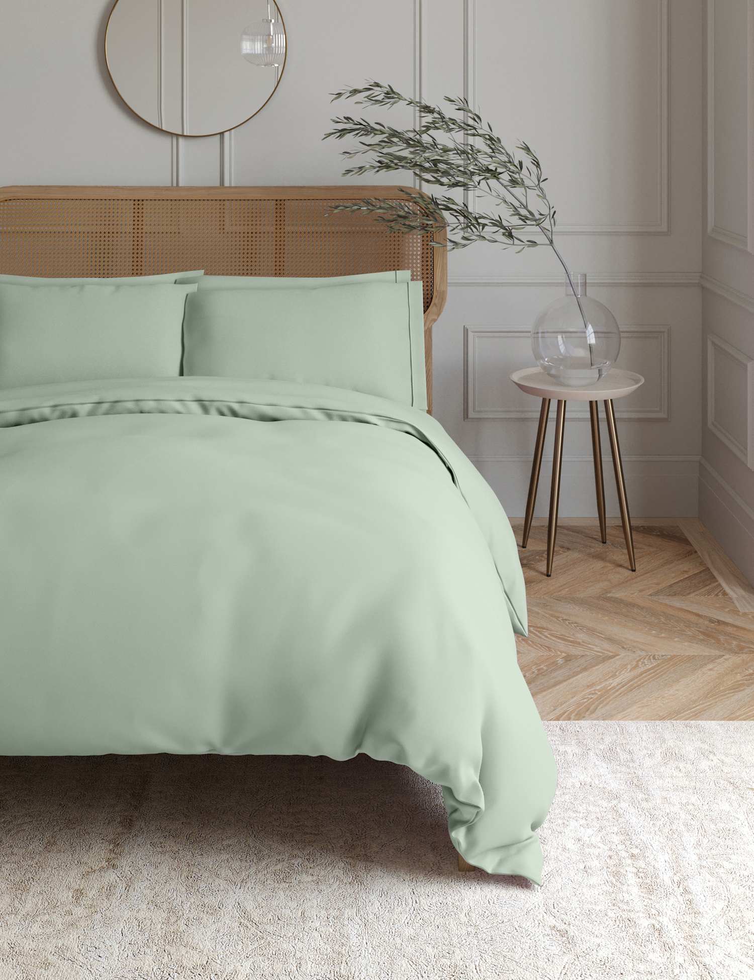 M&S Egyptian Cotton 230 Thread Count Crisp Duvet Cover Light Duck Egg