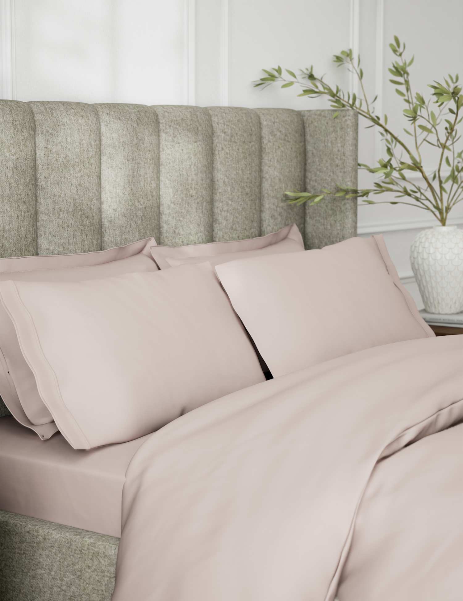 M&S 2 Pack Egyptian Cotton 230 Thread Count Crisp Pillowcases Dusted Pink