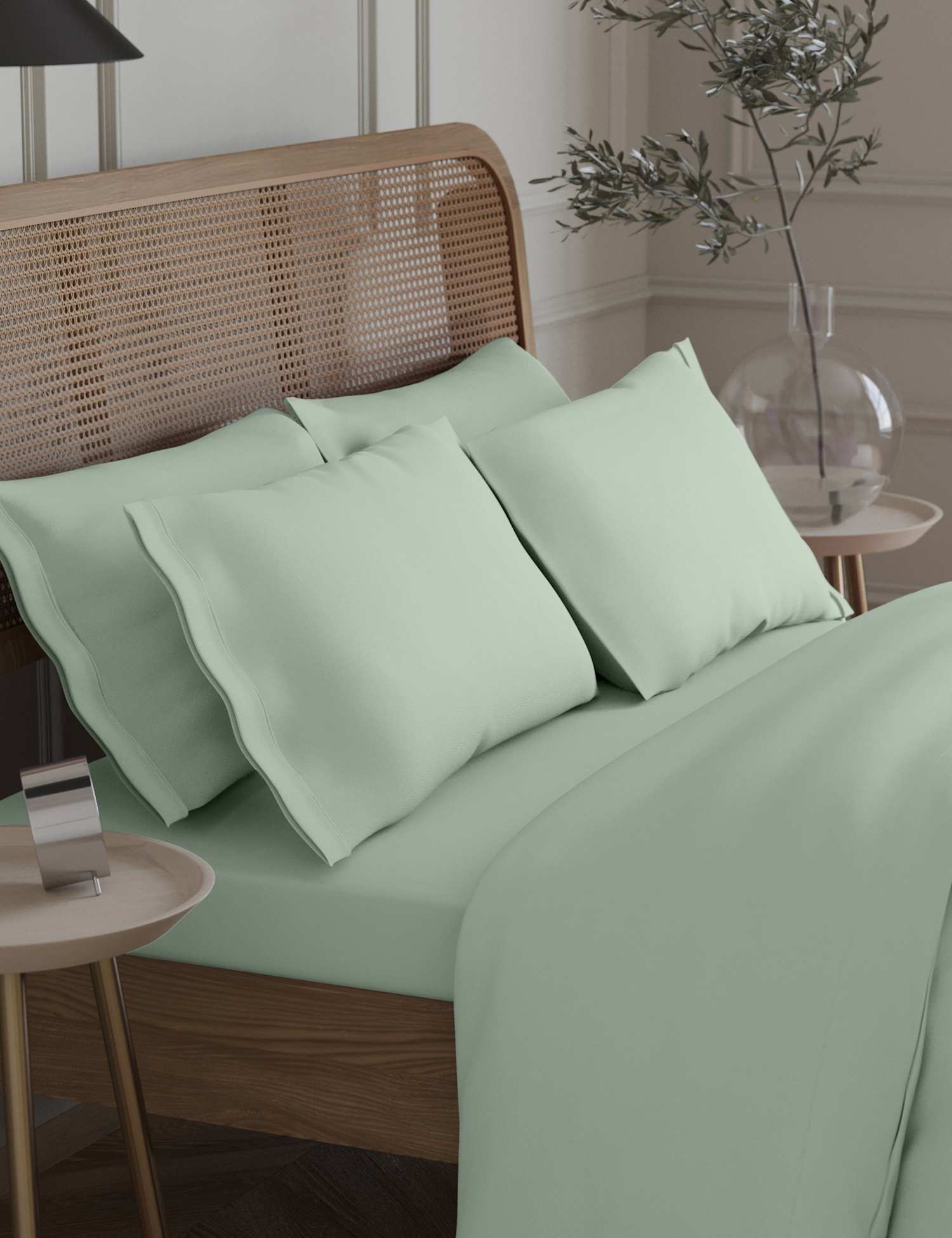 M&S 2 Pack Egyptian Cotton 230 Thread Count Crisp Pillowcases Light Duck Egg