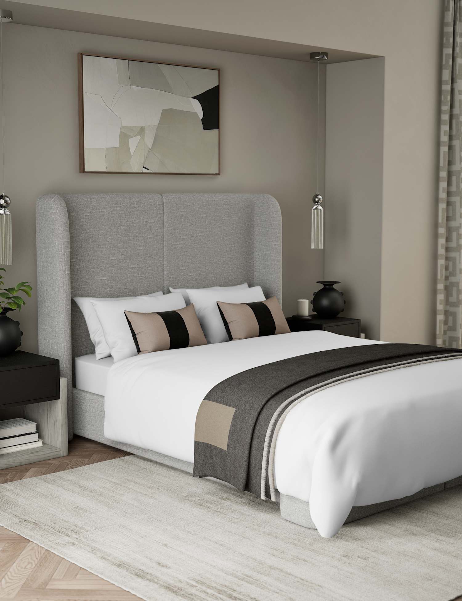 M&S X Kelly Hoppen 500 Thread Count Pure Cotton Sateen Bedding Set White