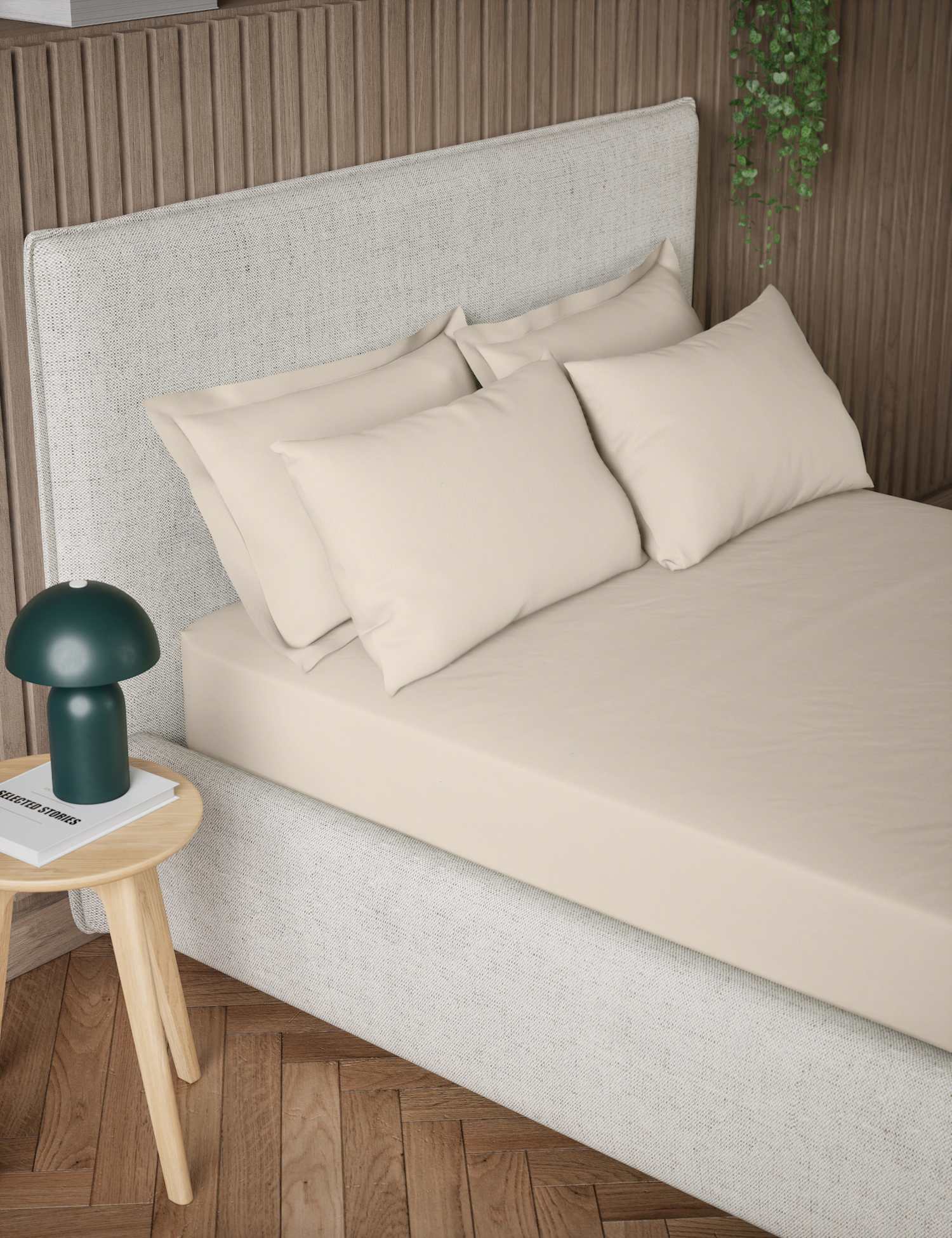 M&S Pure Cotton 300 Thread Count Extra Deep Fitted Sheet Neutral