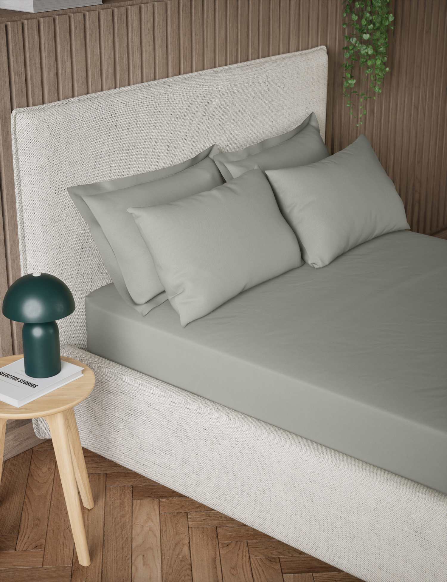 M&S Pure Cotton 300 Thread Count Extra Deep Fitted Sheet Light Grey
