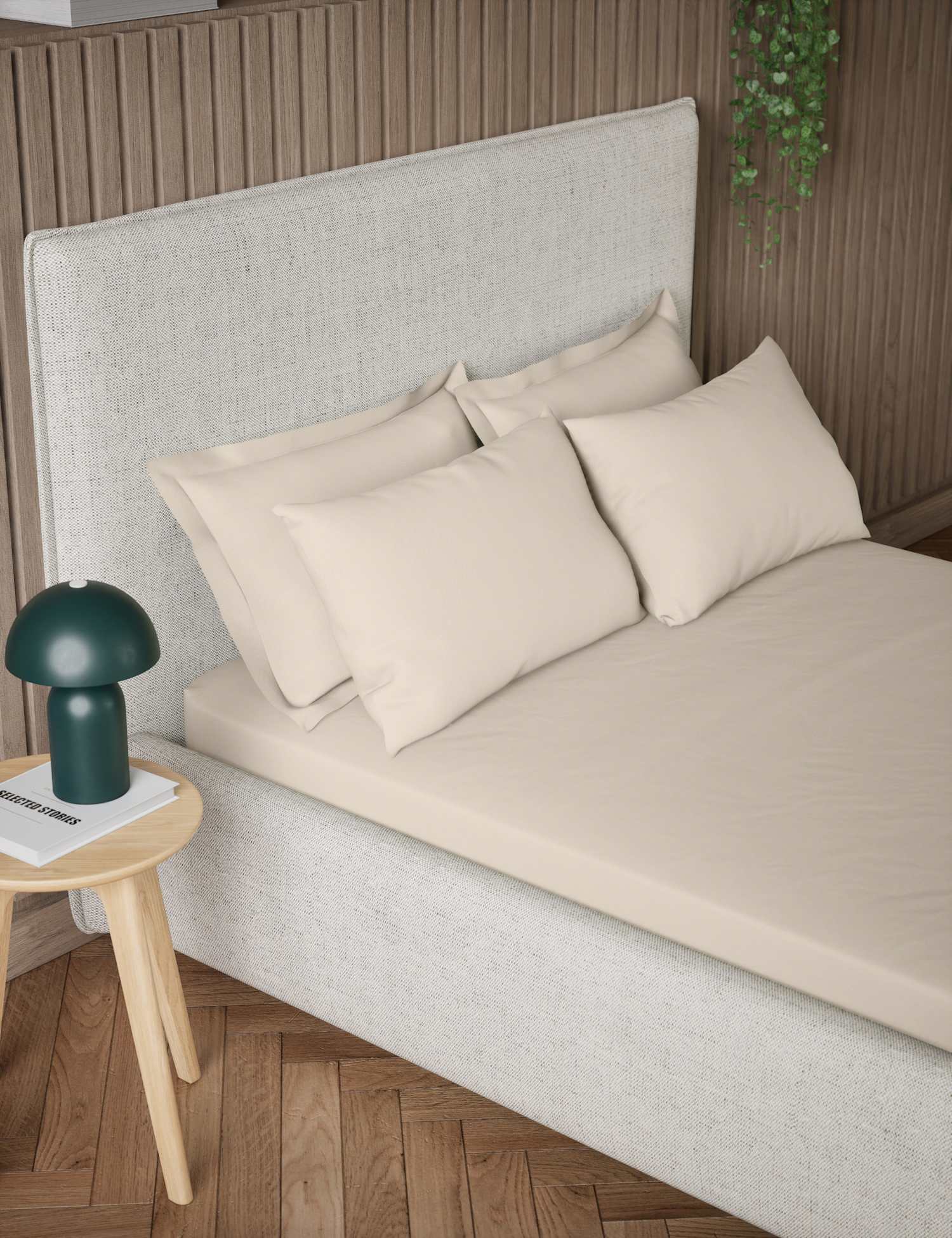 M&S Pure Cotton 300 Thread Count Fitted Sheet Neutral