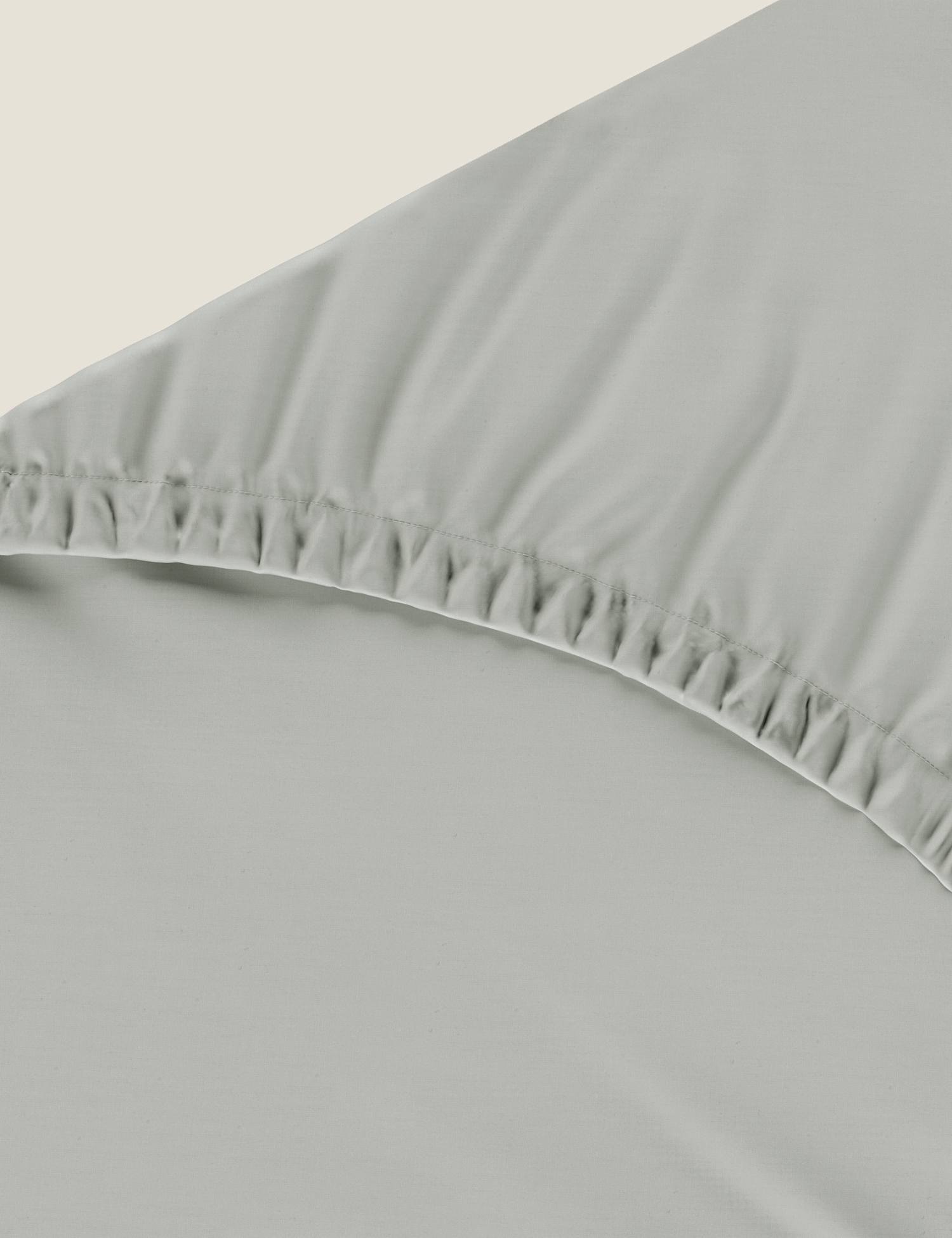M&S Pure Cotton 300 Thread Count Fitted Sheet Light Grey