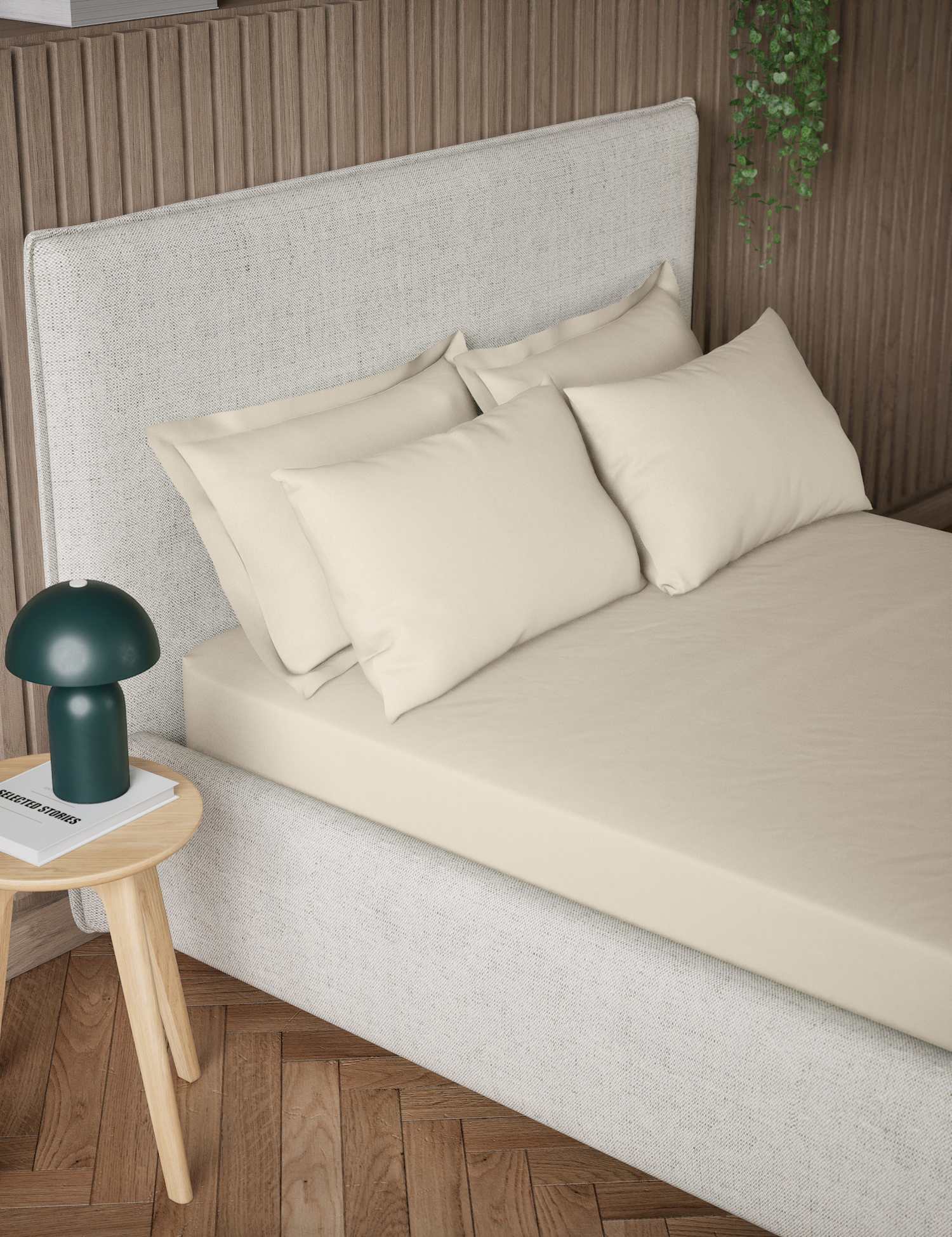 M&S Pure Cotton 300 Thread Count Deep Fitted Sheet Neutral