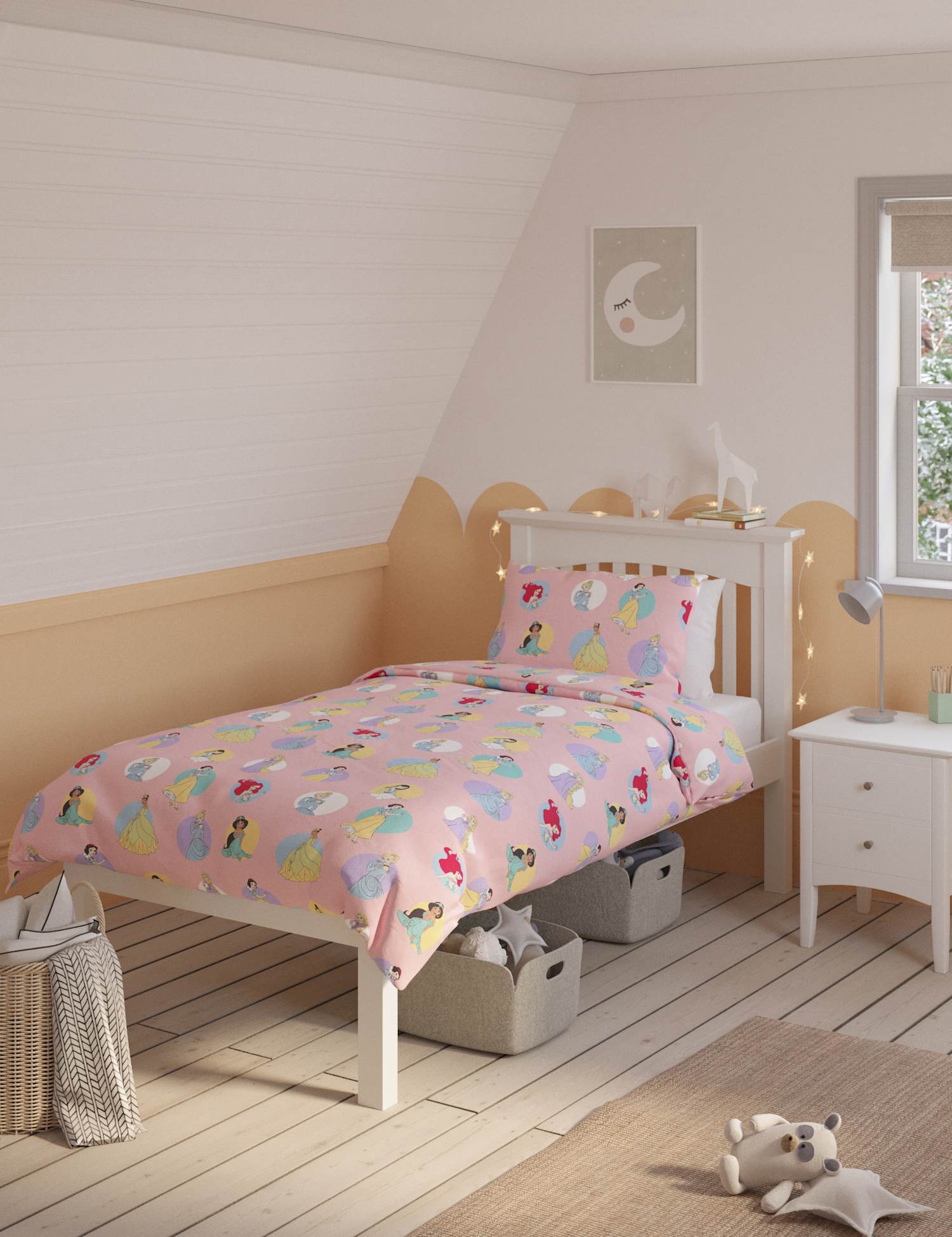 M&S Disney Princess™ Cotton Blend Spotted Bedding Set Pink Mix