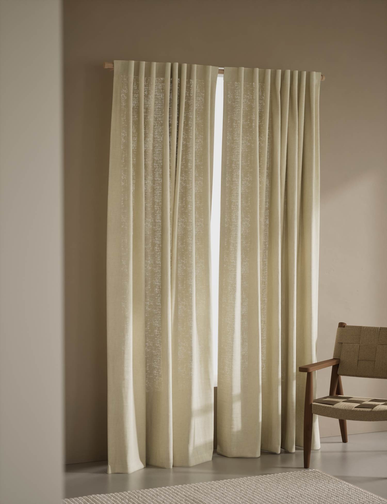M&S Cotton Linen Blend Sheer Multiway Curtains Cream