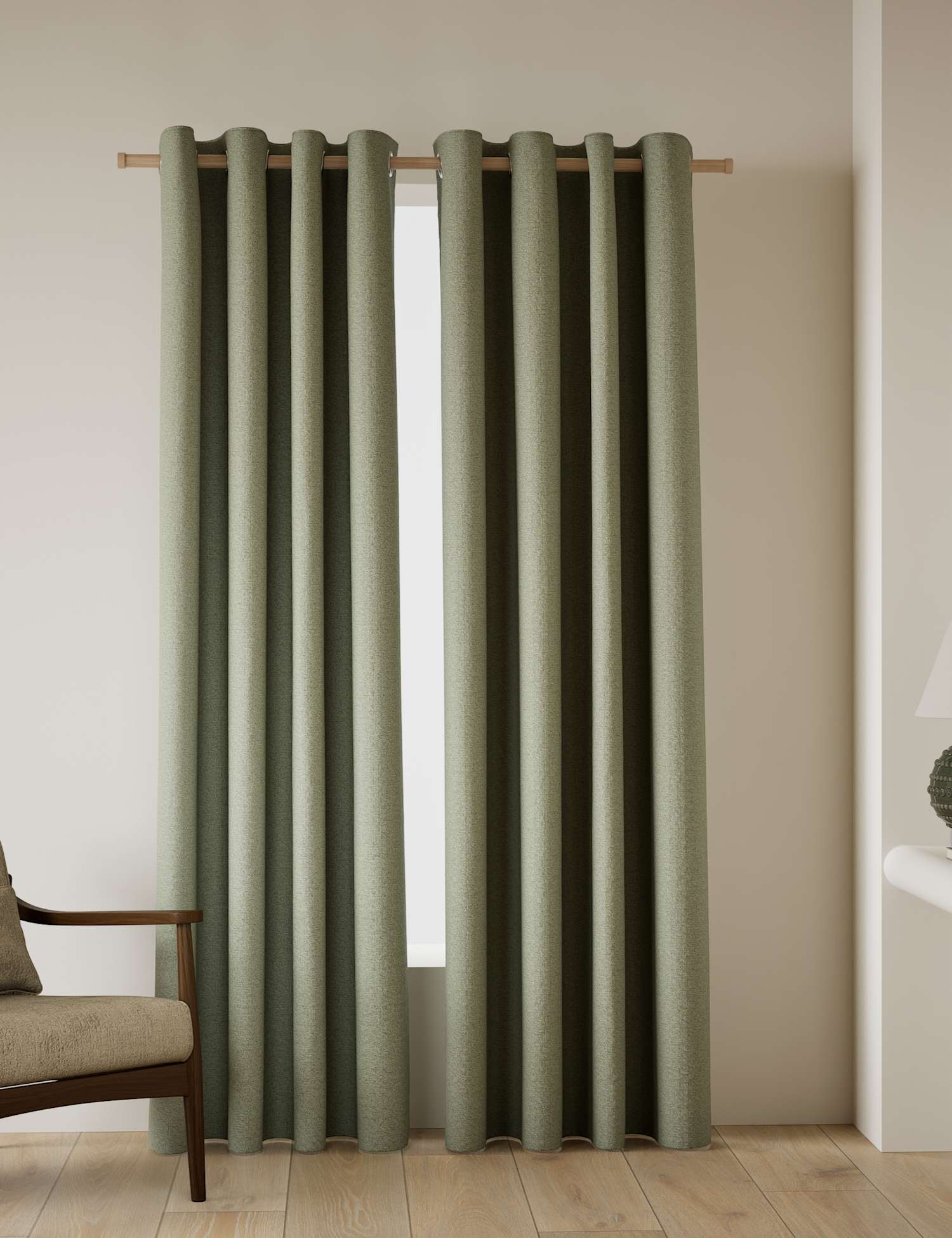 M&S Basketweave Eyelet Curtains Green