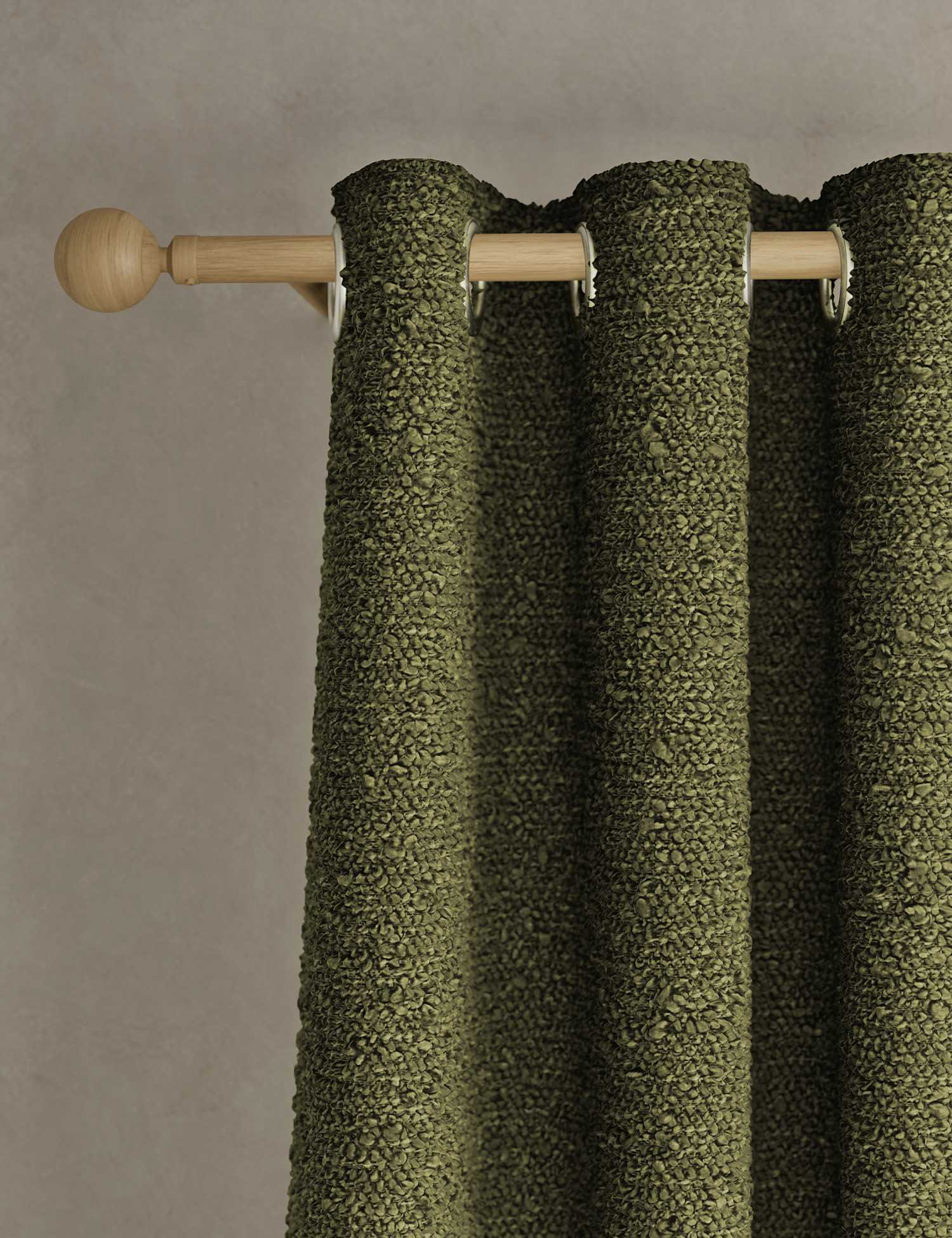 M&S Boucl� Eyelet Curtains Khaki