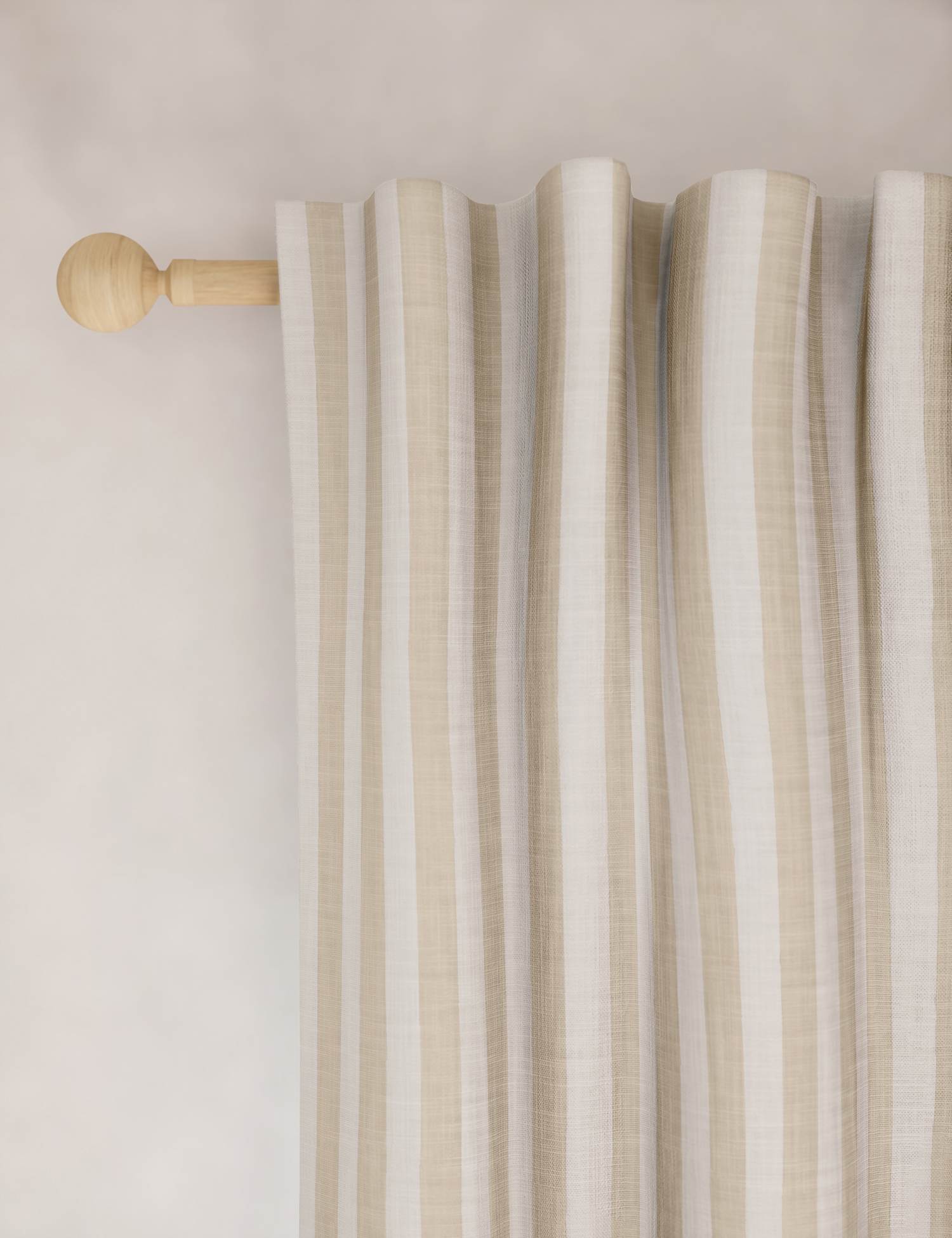 M&S Pure Cotton Striped Multiway Curtains Neutral