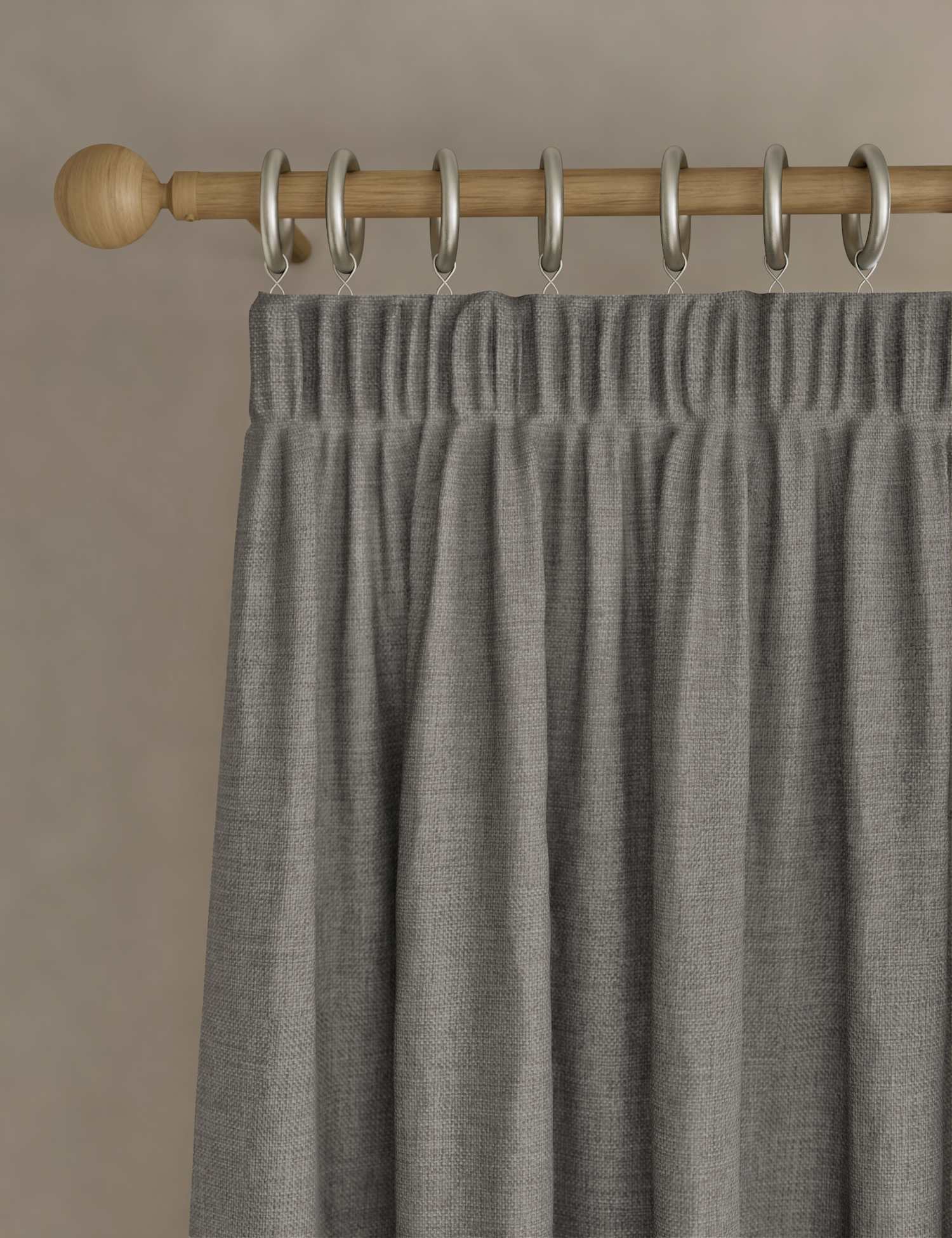 M&S Isabelle Pencil Pleat Blackout Curtains Light Grey