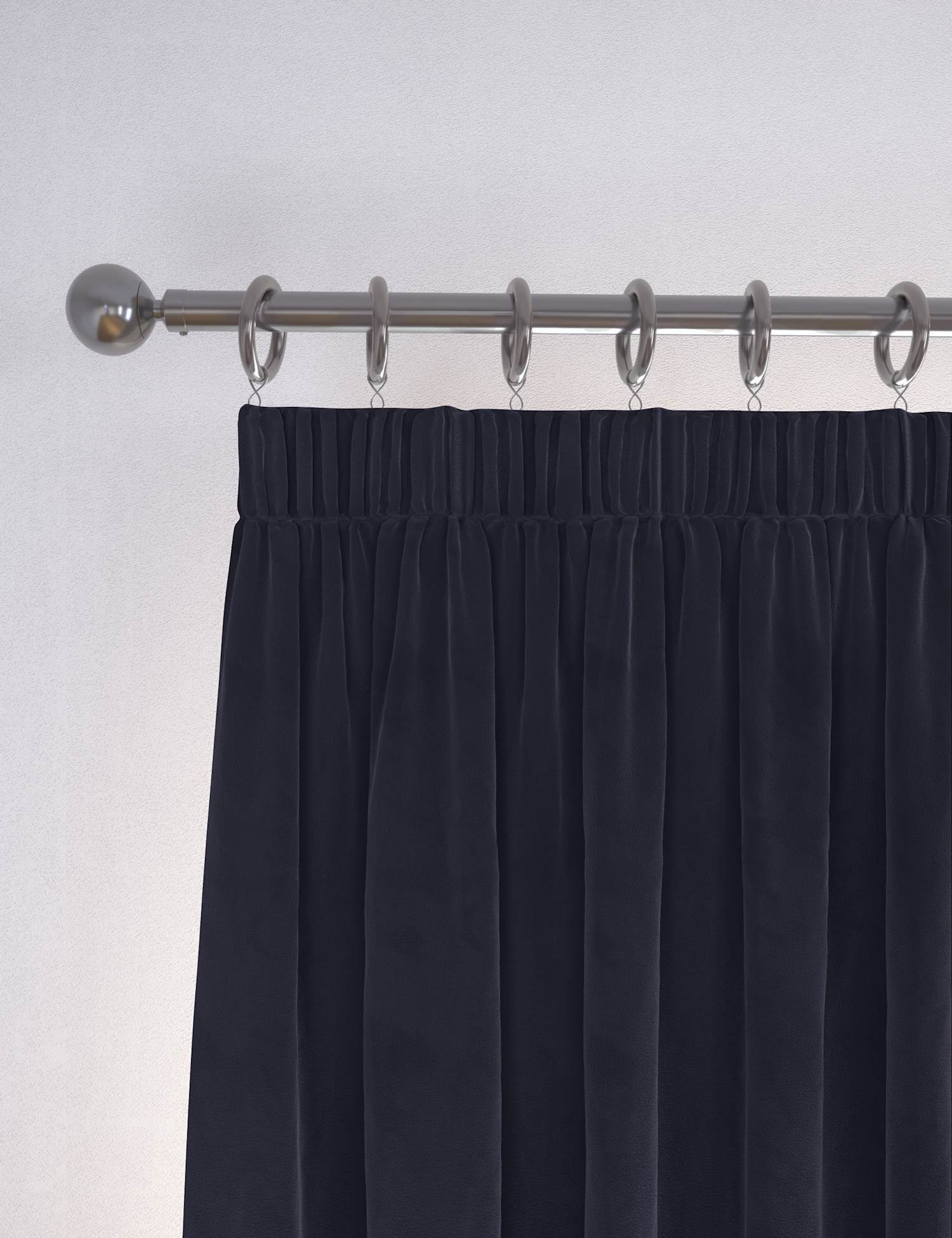 M&S Velvet Pencil Pleat Curtains Navy