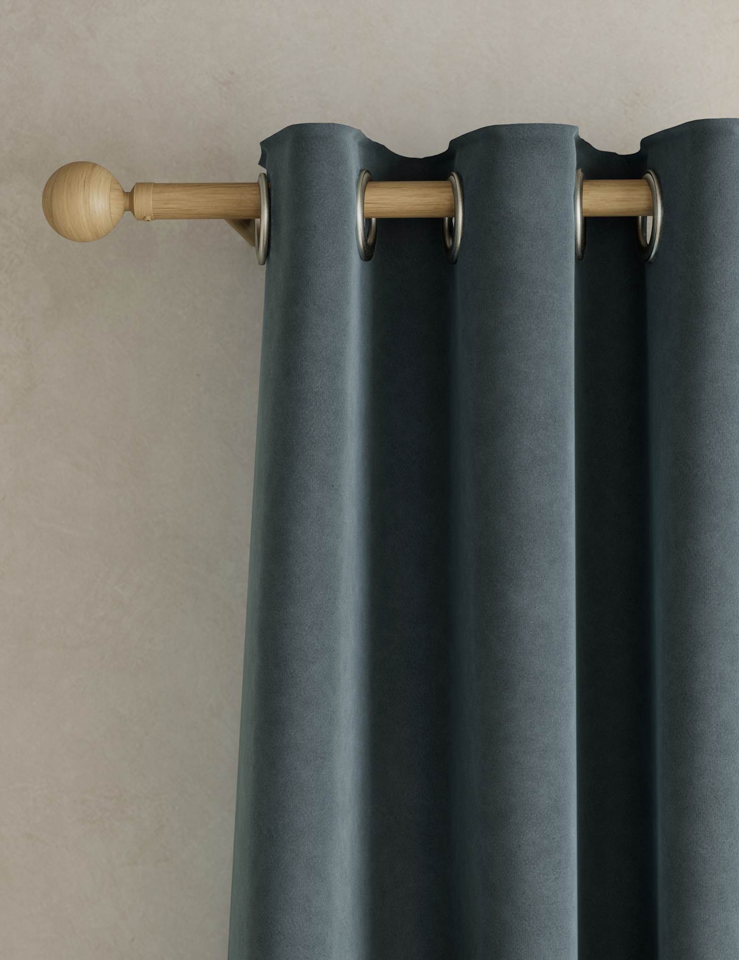 M&S Velvet Eyelet Curtains Slate Blue