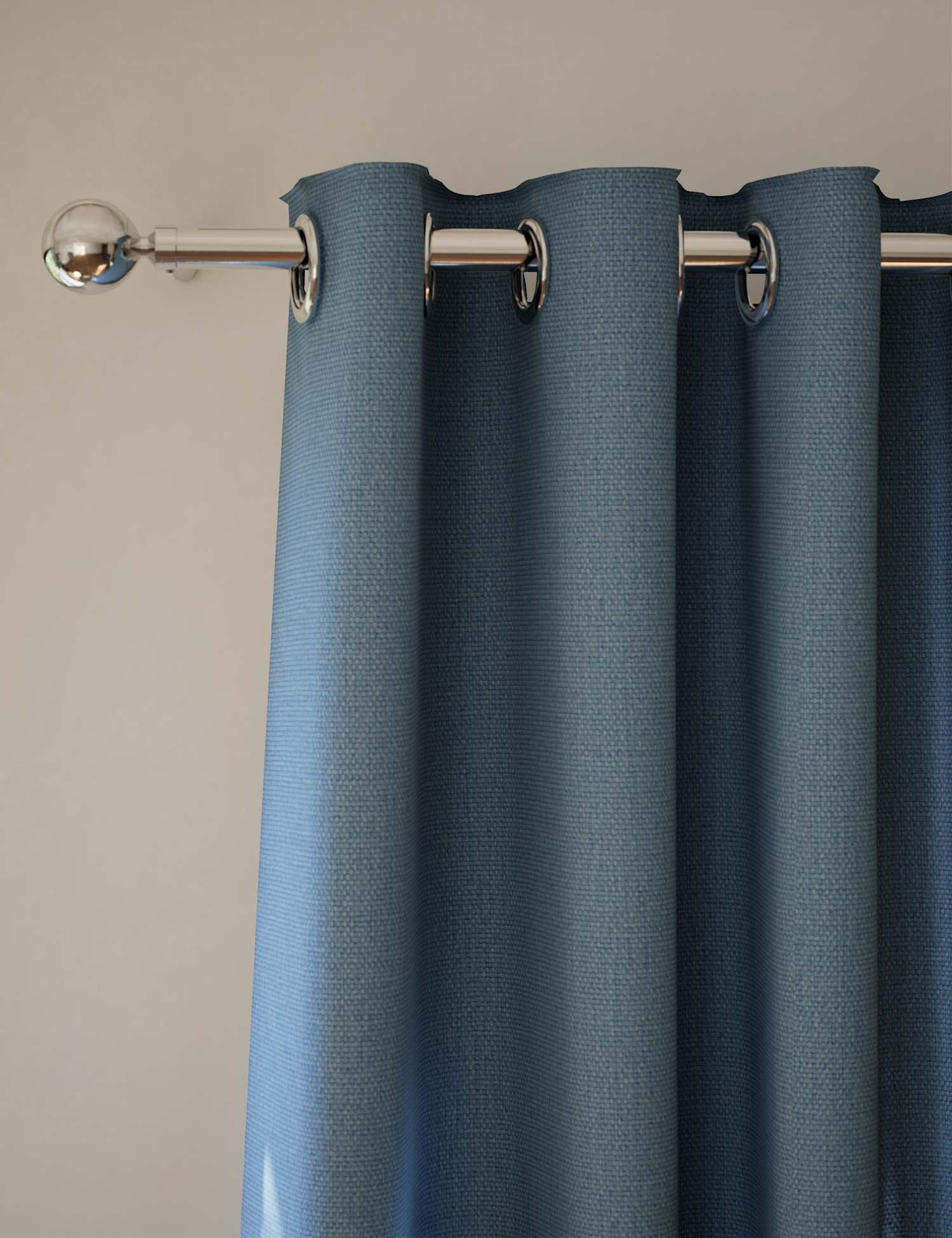 M&S Brushed Eyelet Blackout Thermal Curtains Blue