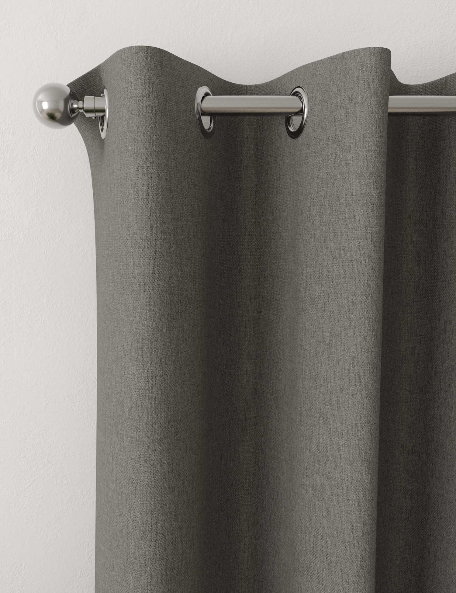 M&S Brushed Eyelet Blackout Thermal Curtains Charcoal Mix
