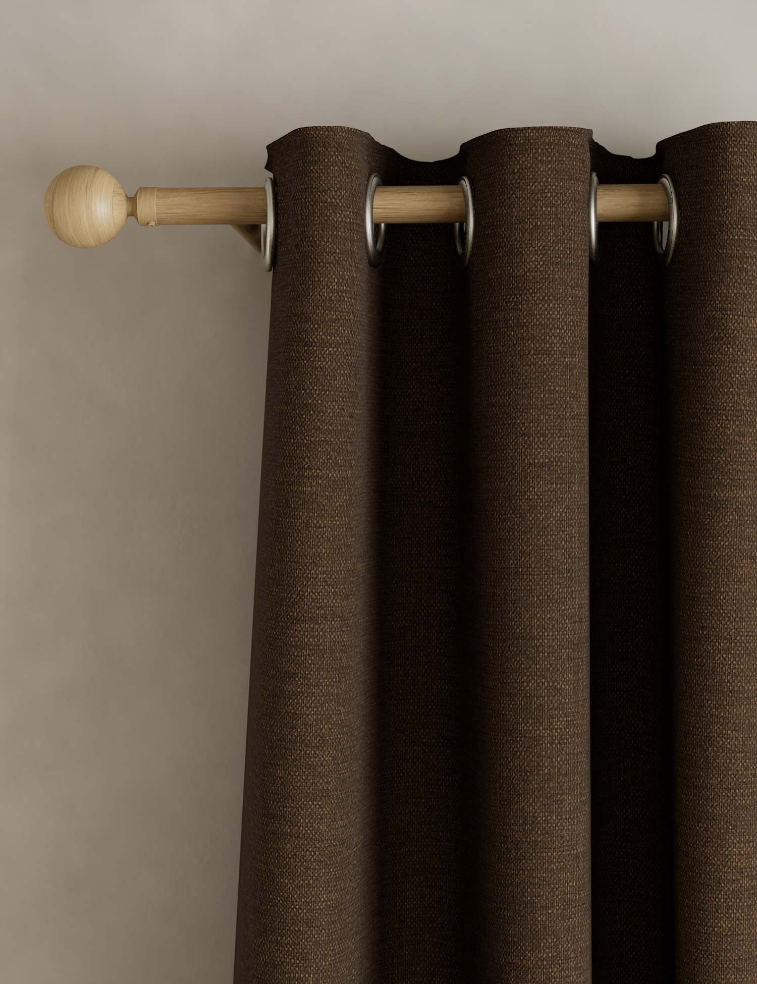 M&S Brushed Eyelet Blackout Thermal Curtains Chocolate