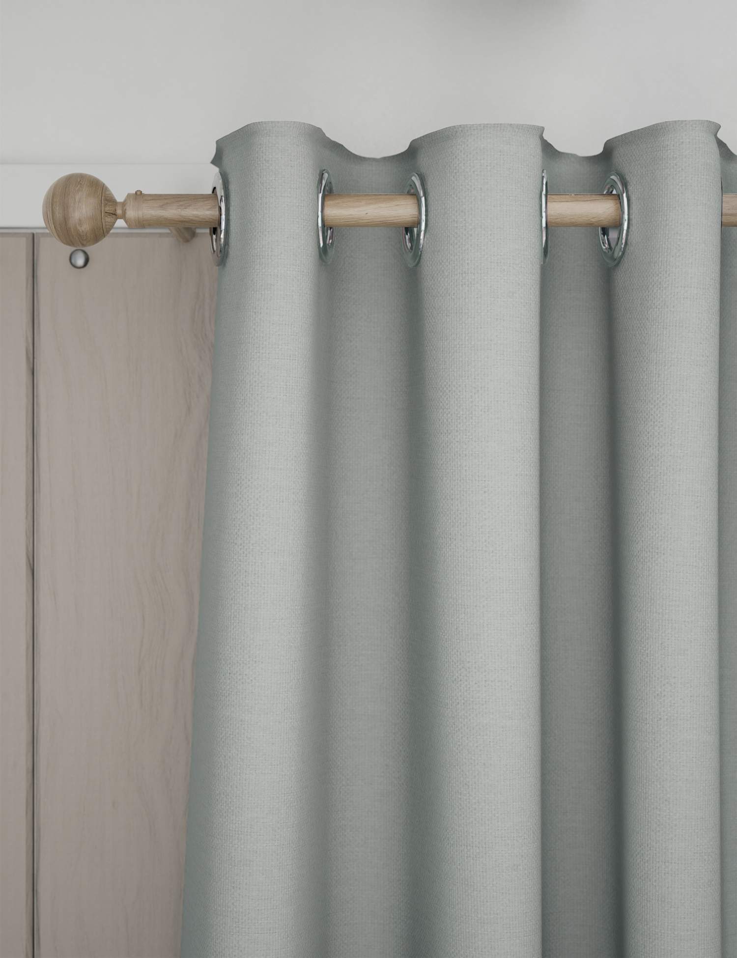 M&S Brushed Eyelet Blackout Thermal Curtains Grey