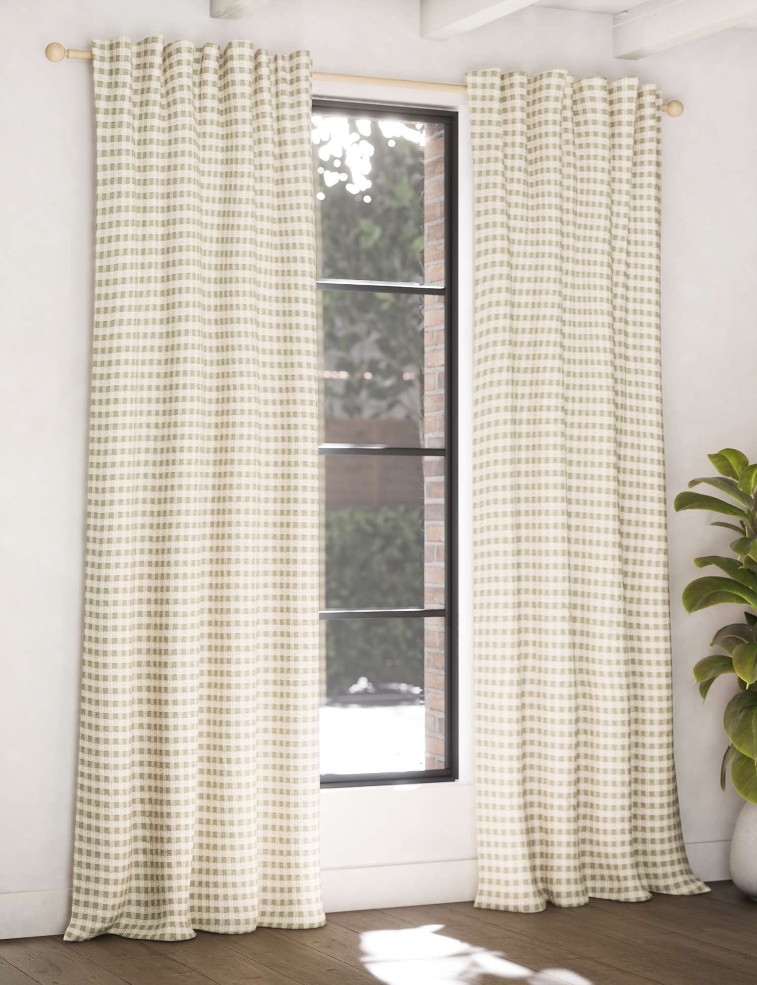 M&S Chenille Gingham Multiway Blackout Curtains Olive