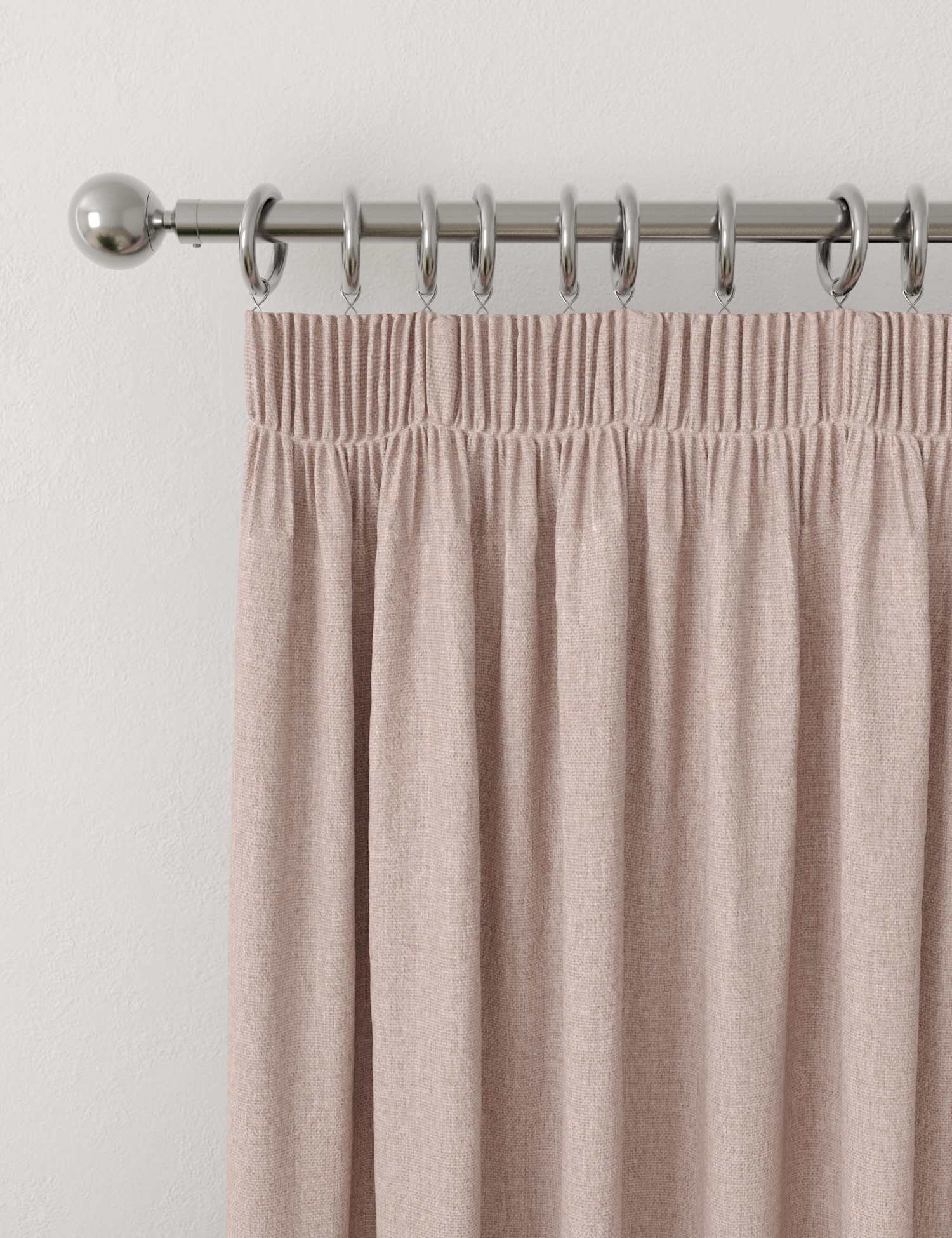 M&S Brushed Pencil Pleat Blackout Thermal Curtains Blush