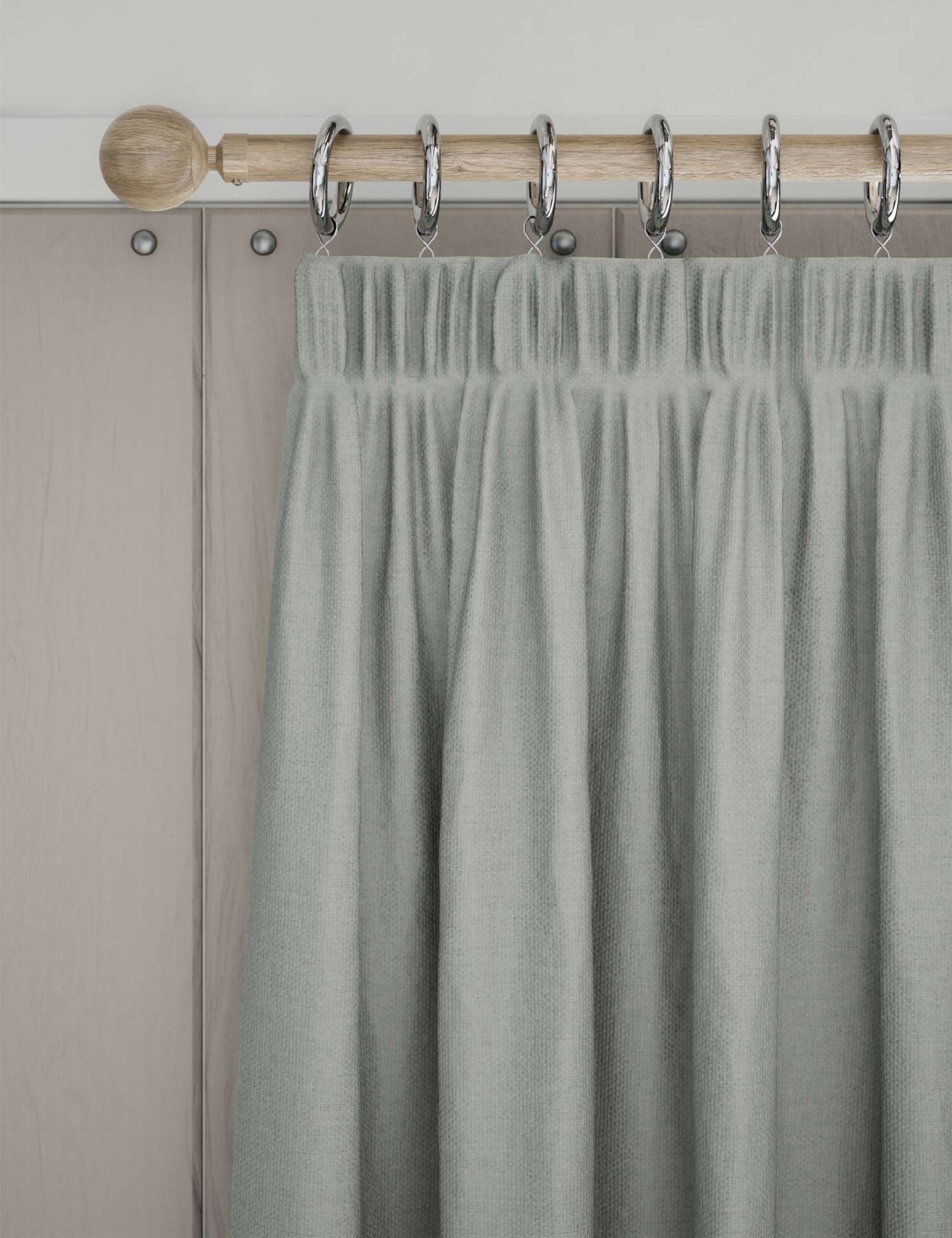 M&S Brushed Pencil Pleat Blackout Thermal Curtains Grey