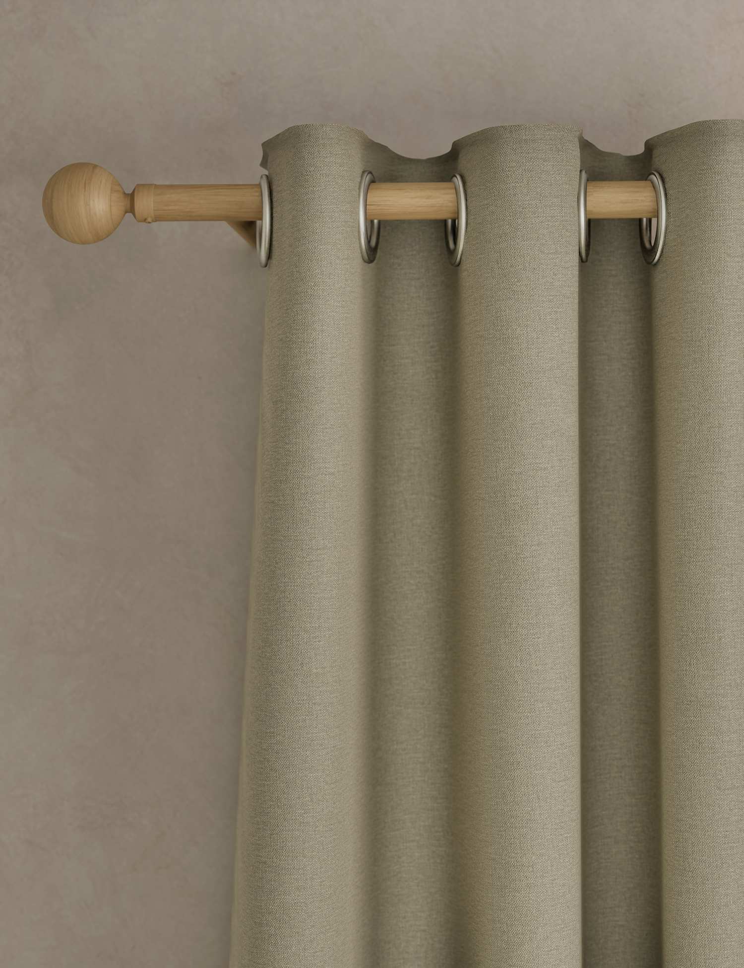 M&S Brushed Eyelet Ultra Thermal Blackout Curtains Neutral