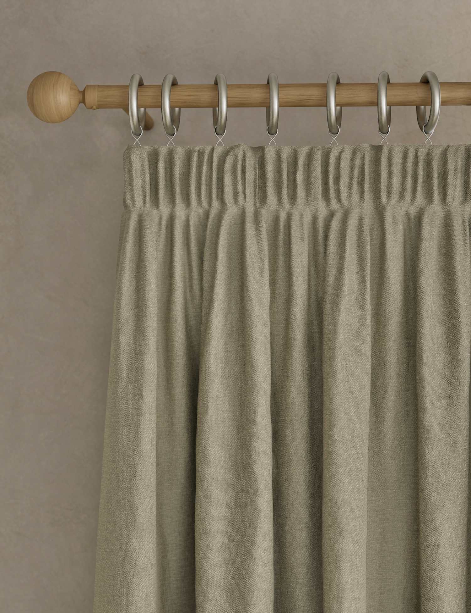 M&S Brushed Pencil Pleat Blackout Ultra Thermal Curtains Neutral