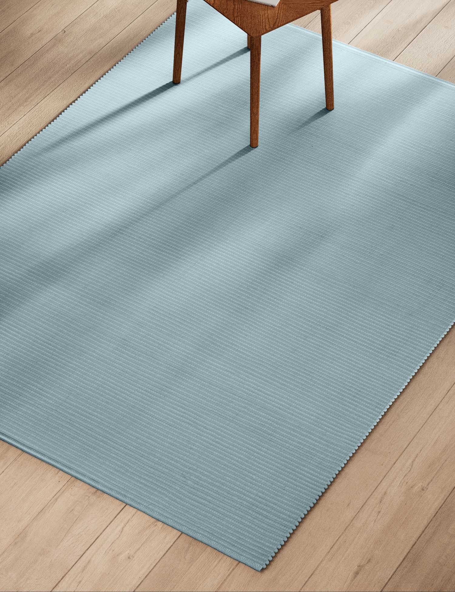 M&S Plain Ribbed Rectangle Rug Soft Blue