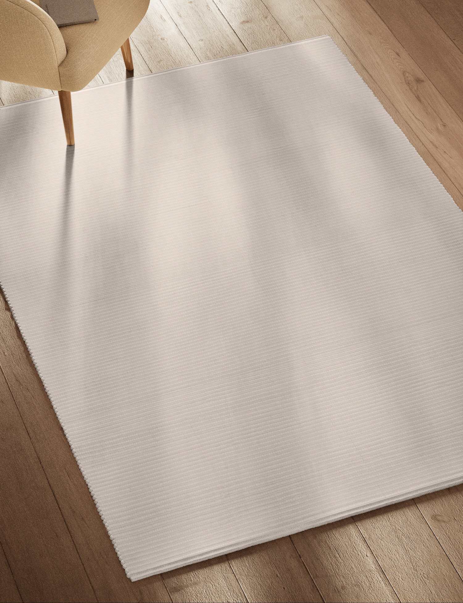 M&S Plain Ribbed Rectangle Rug Ecru