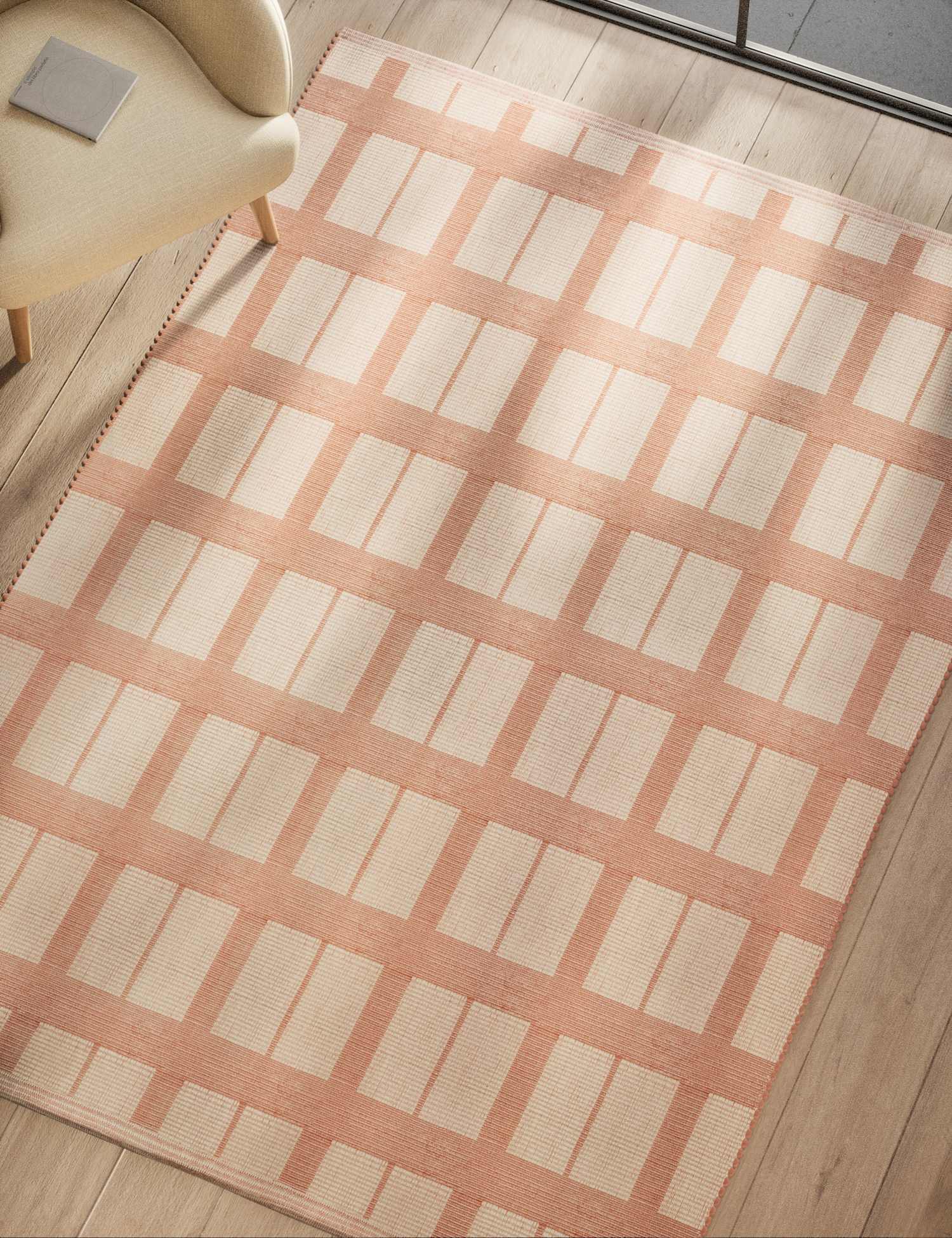 M&S Checked Rug Pink Mix
