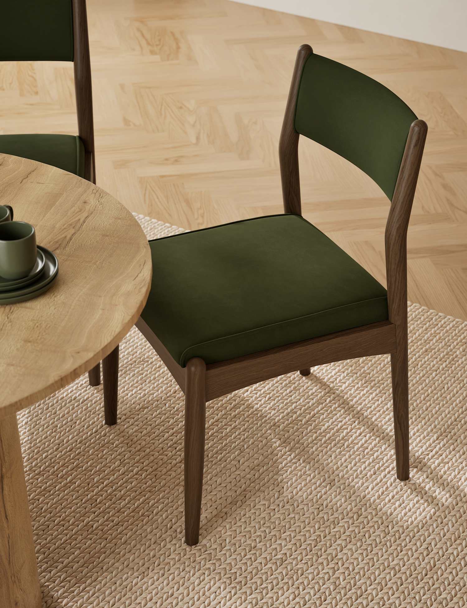 M&S Set of 2 Sherwood Velvet Dining Chairs Dark Green
