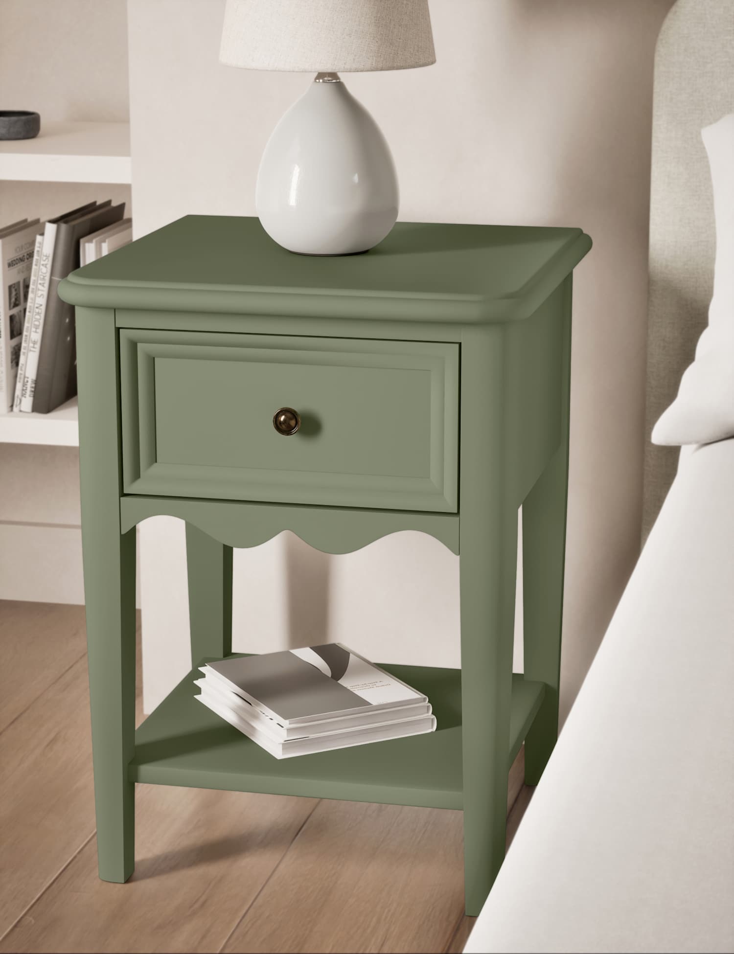 M&S Damask Bedside Table Sage