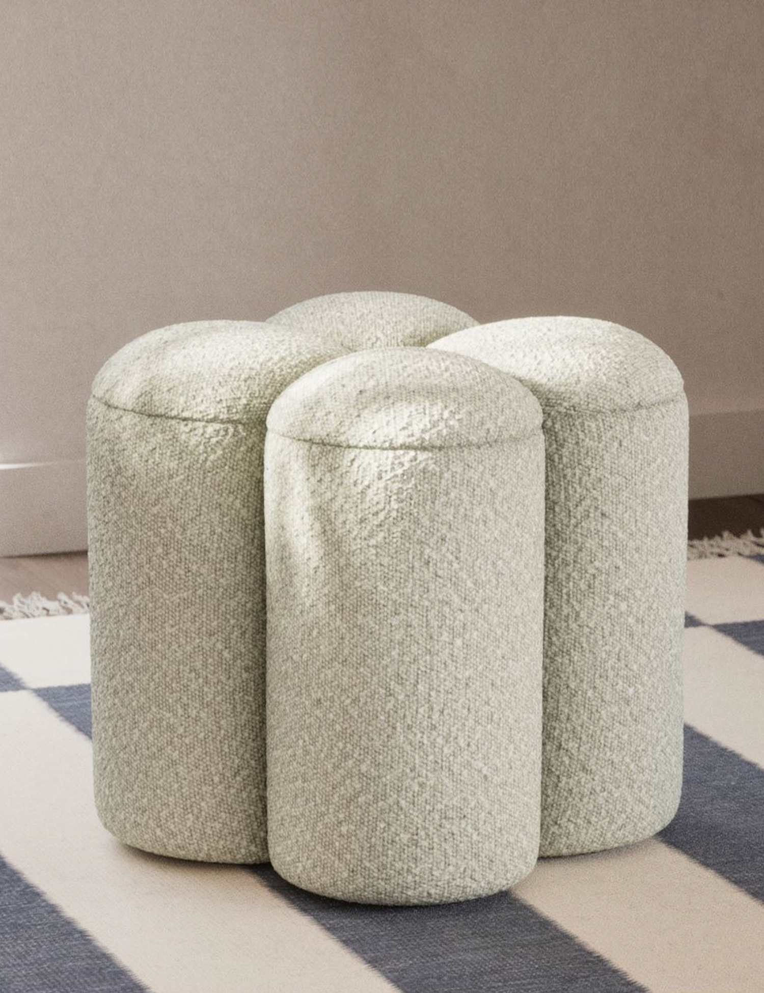 M&S Form Boucle Footstool Soft White