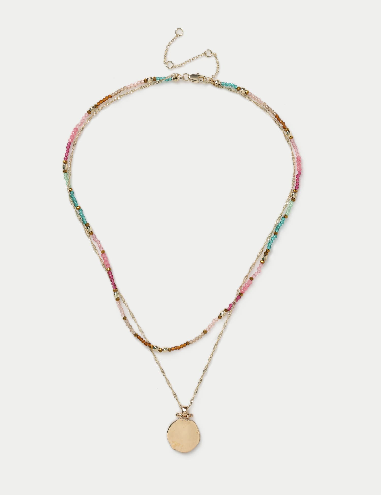 M&S 14ct Gold Plated Multi Colour Row Neckwe Multi