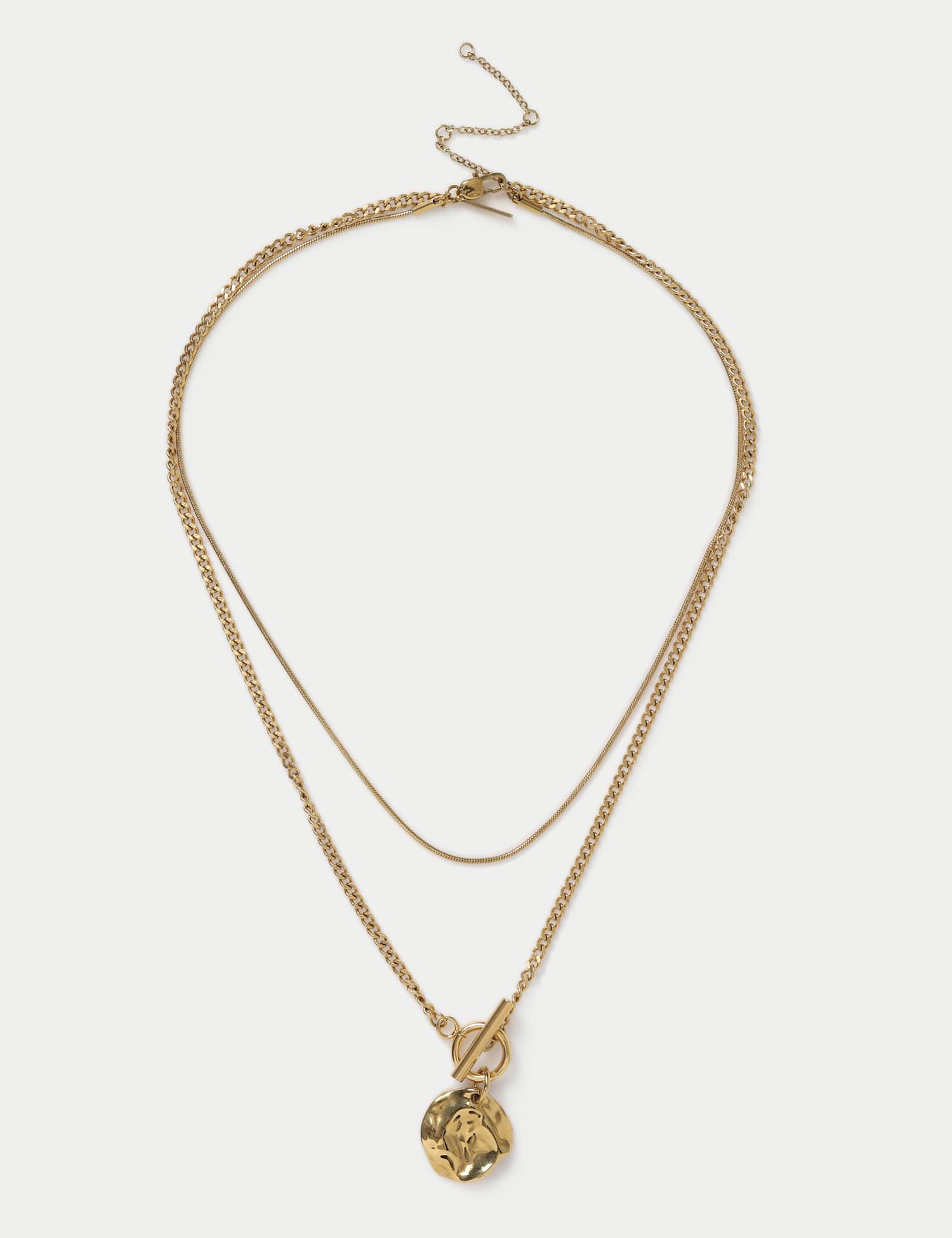 Autograph Autograph Waterproof T-Bar Multi Row Pendant Necklace Gold