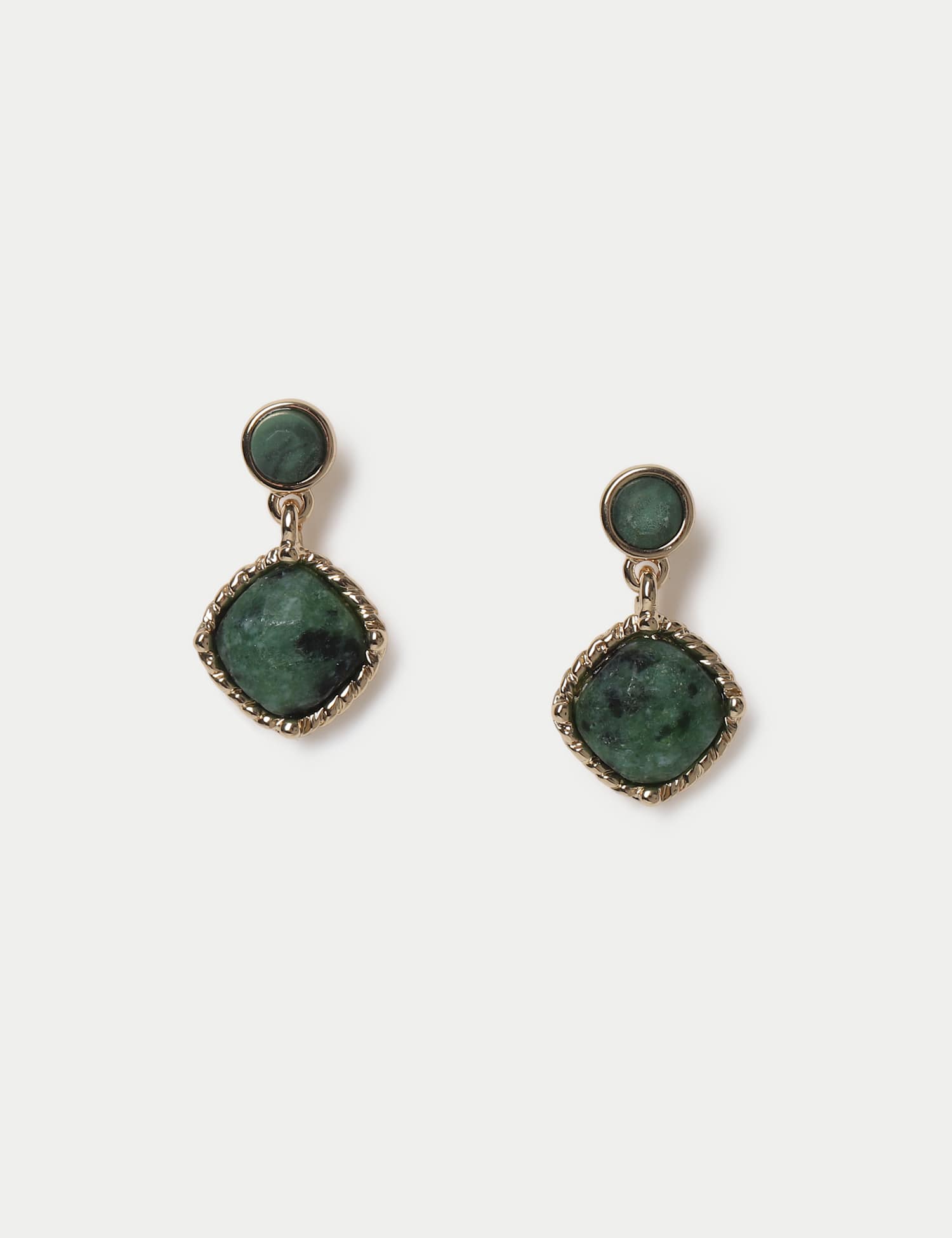 Per Una Per Una Mini Natural Stone Front Back Earrings Green