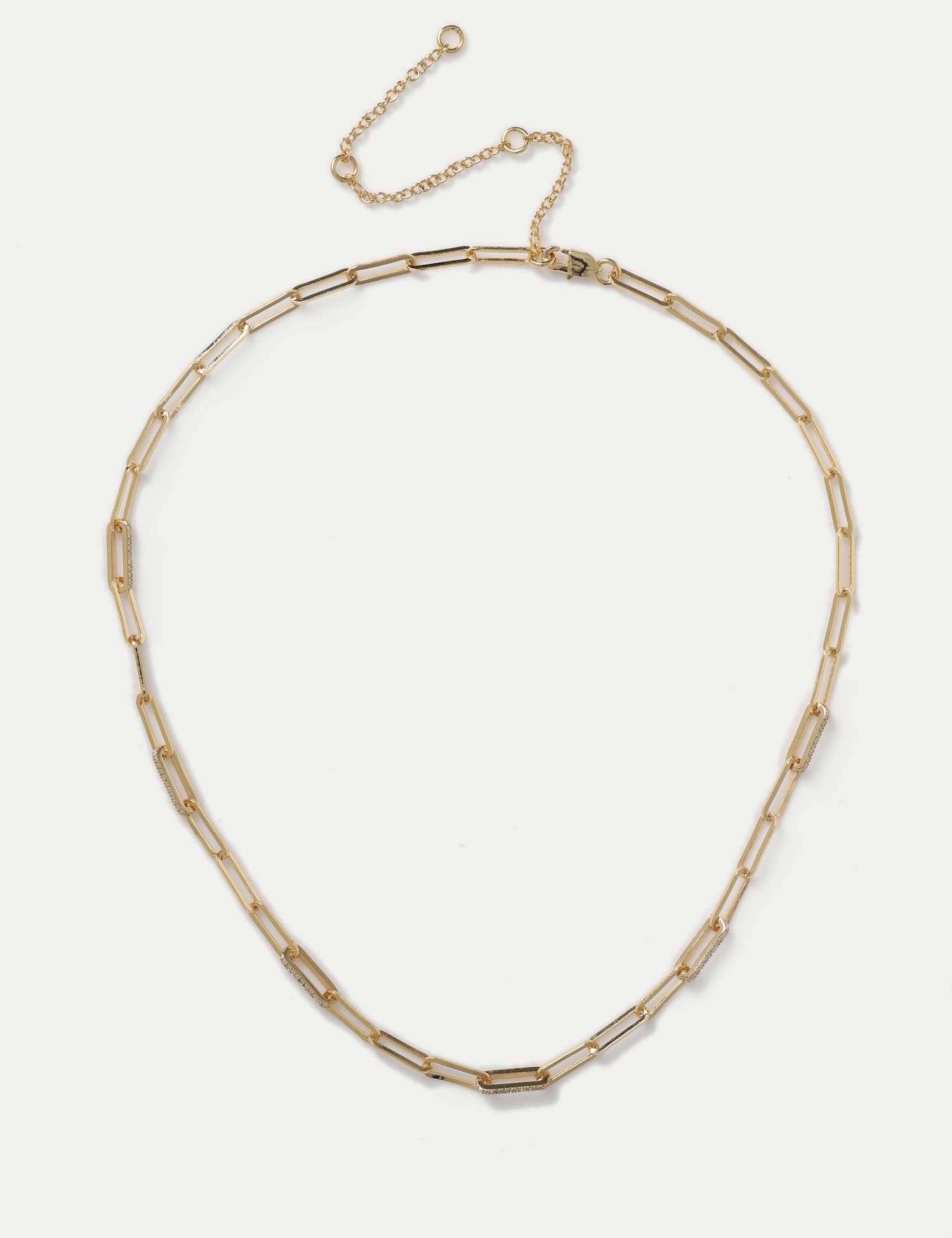 M&S 14ct Gp Cubic Zirconia Link Necklace Gold
