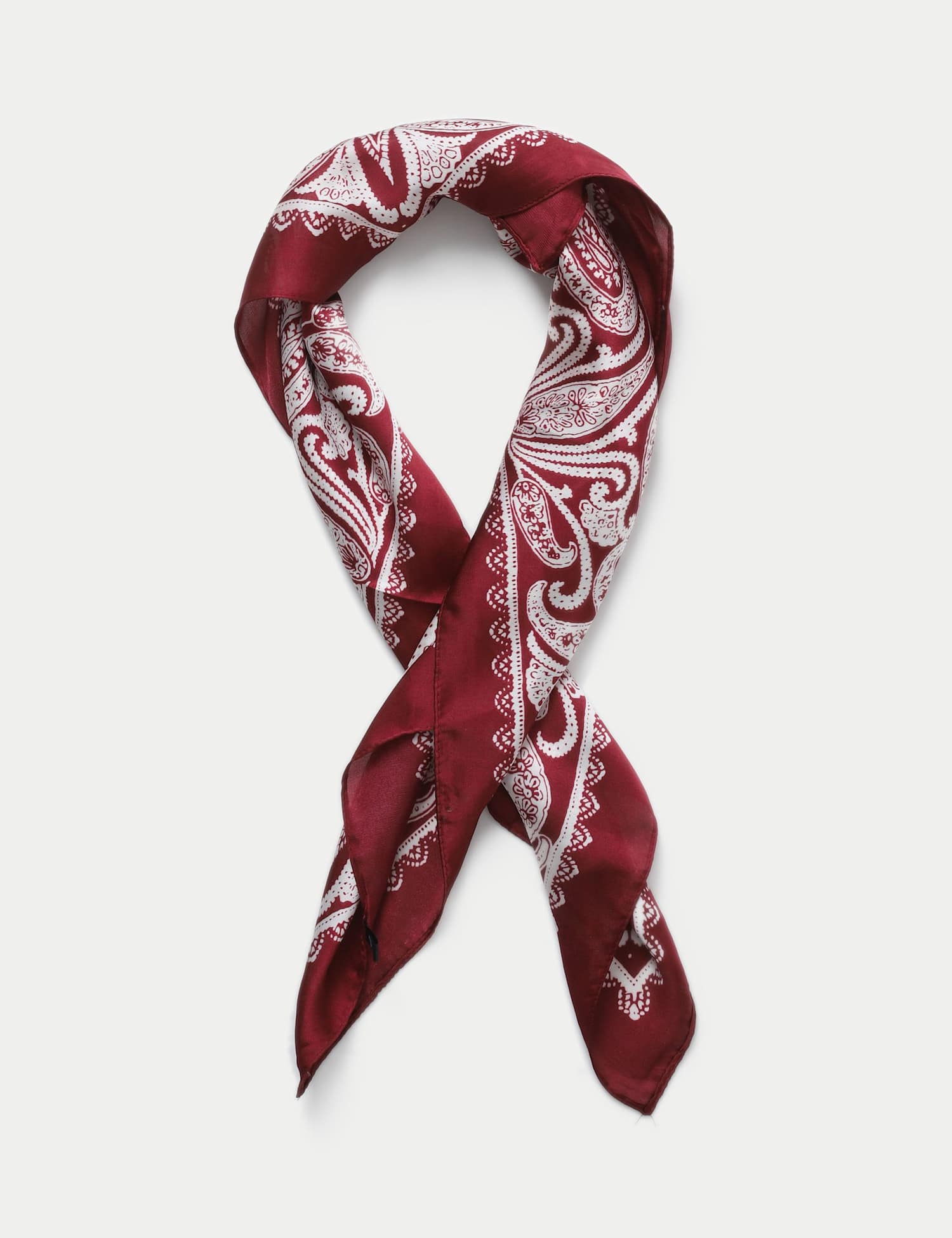 M&S Printed Paisley Burgundy Scarf Burgundy