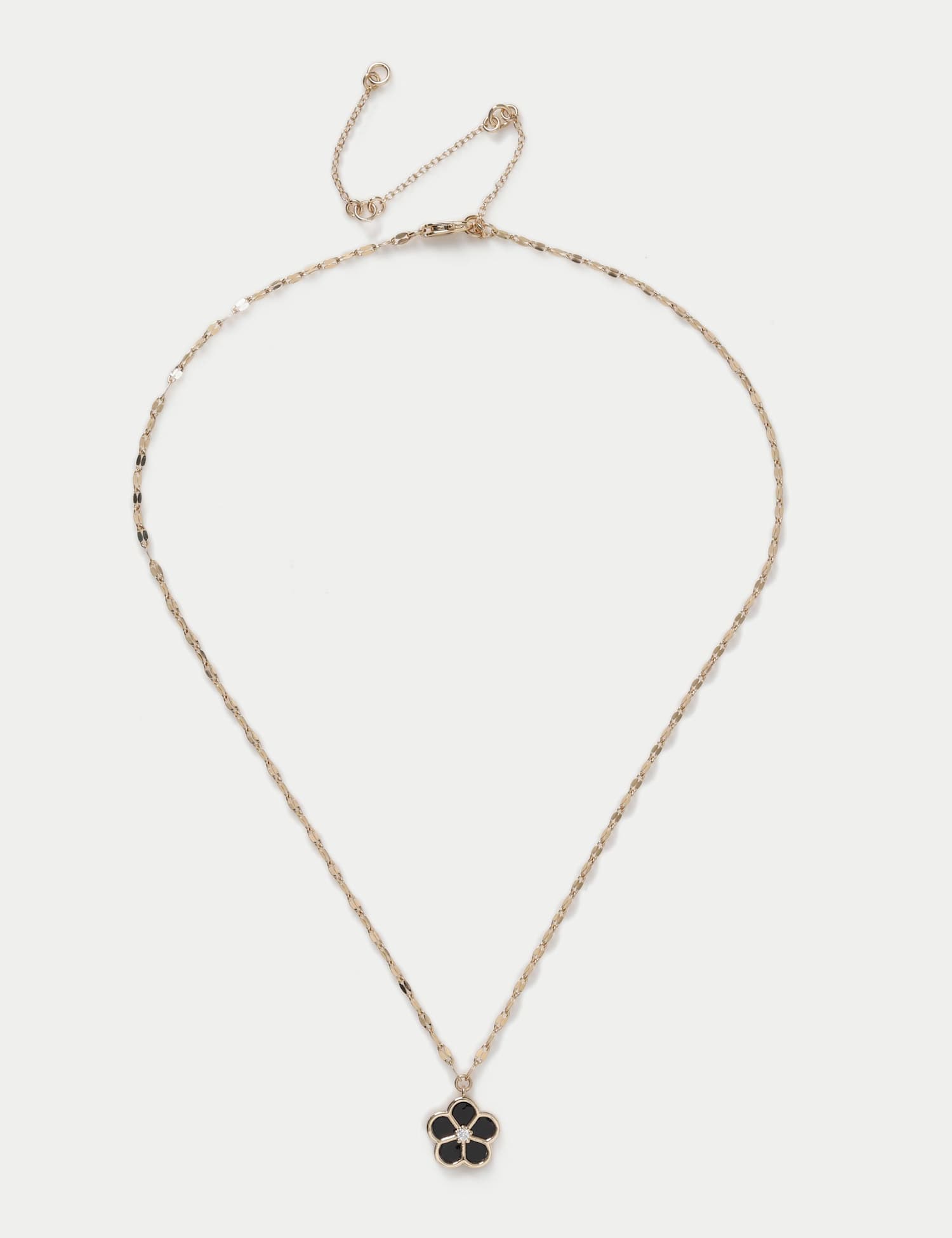 M&S Black Enamel Flower Necklace Black