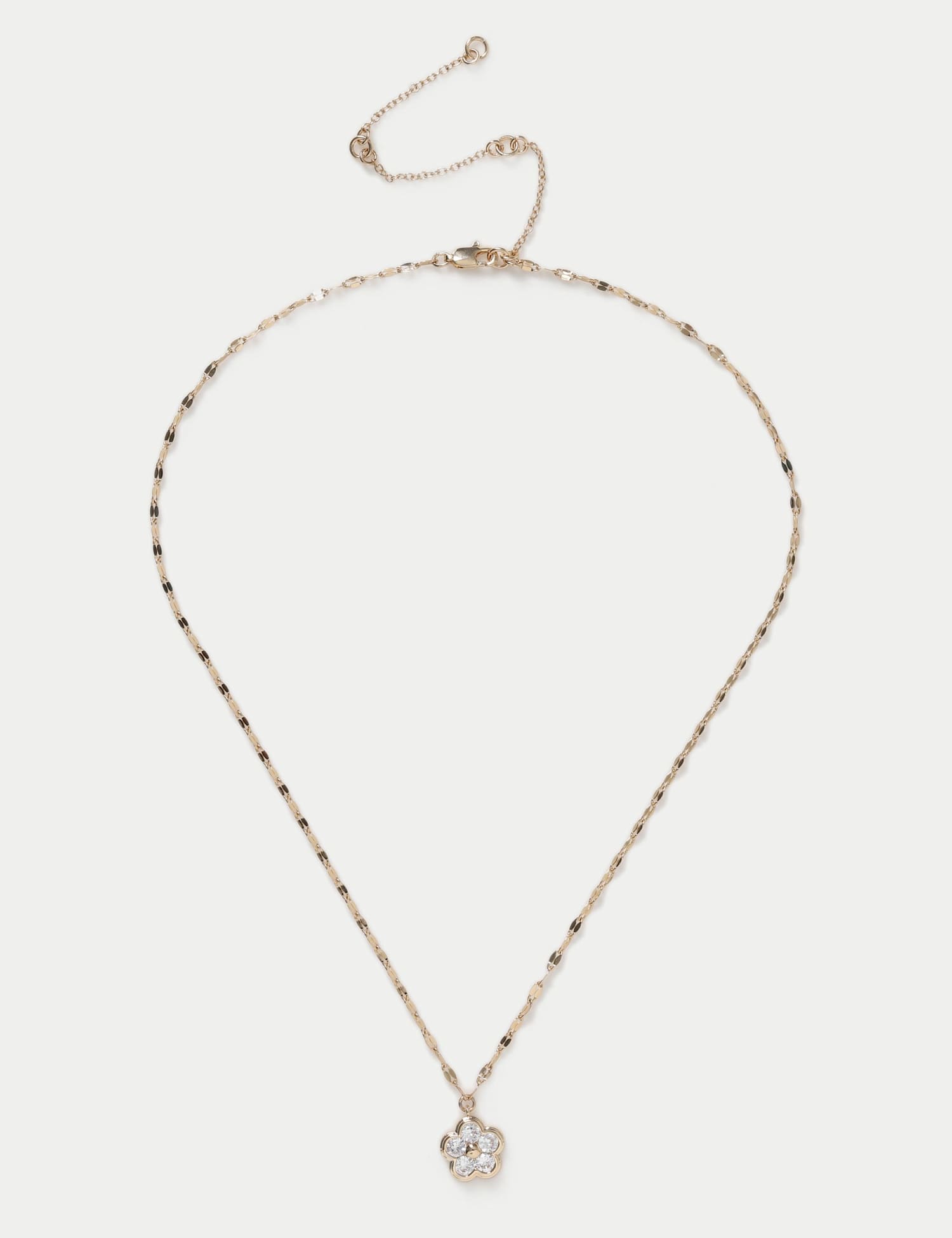 M&S Cubic Zirconia Flower Necklace Gold