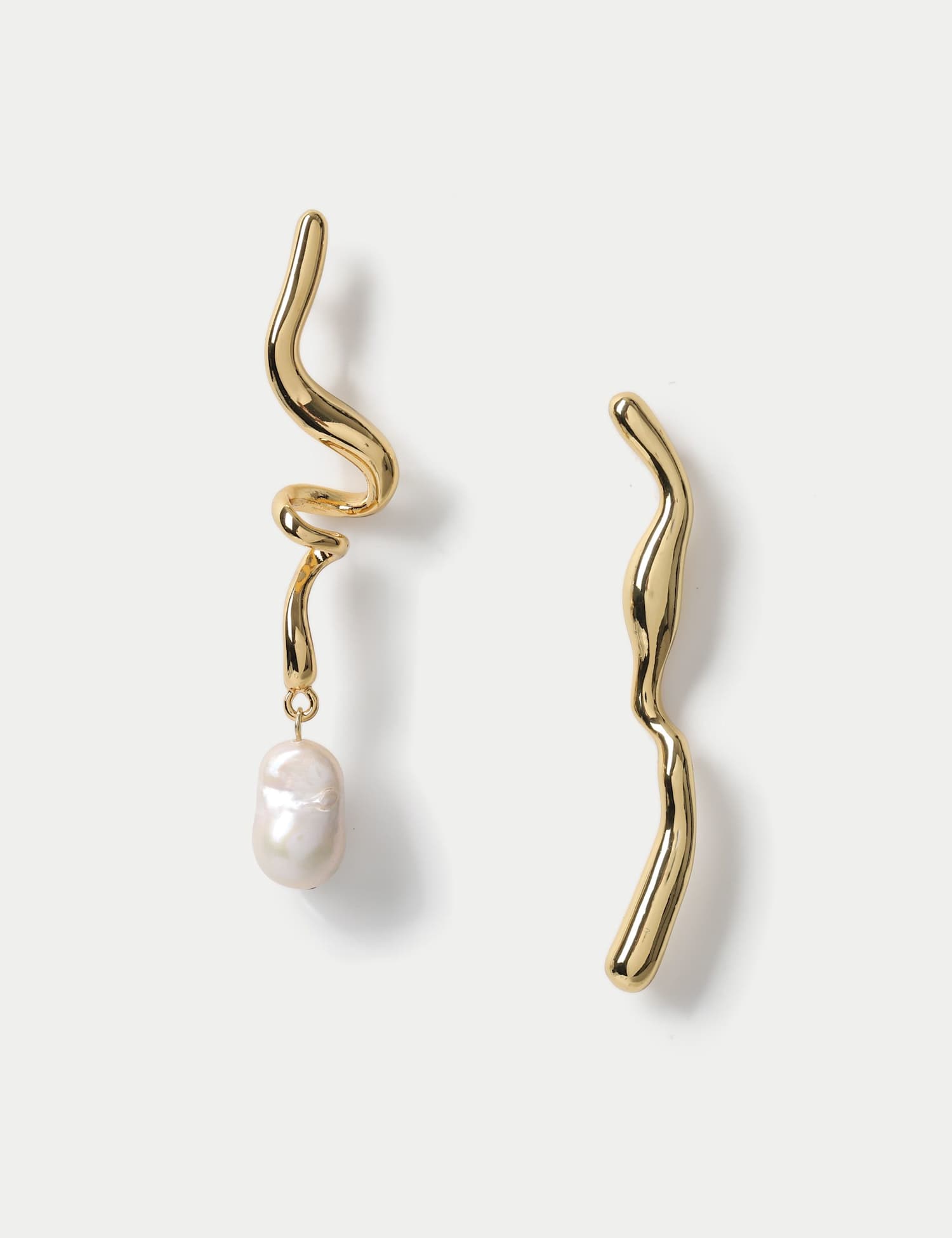 M&S 18k Gold Plated Mismatched Earrings Gold
