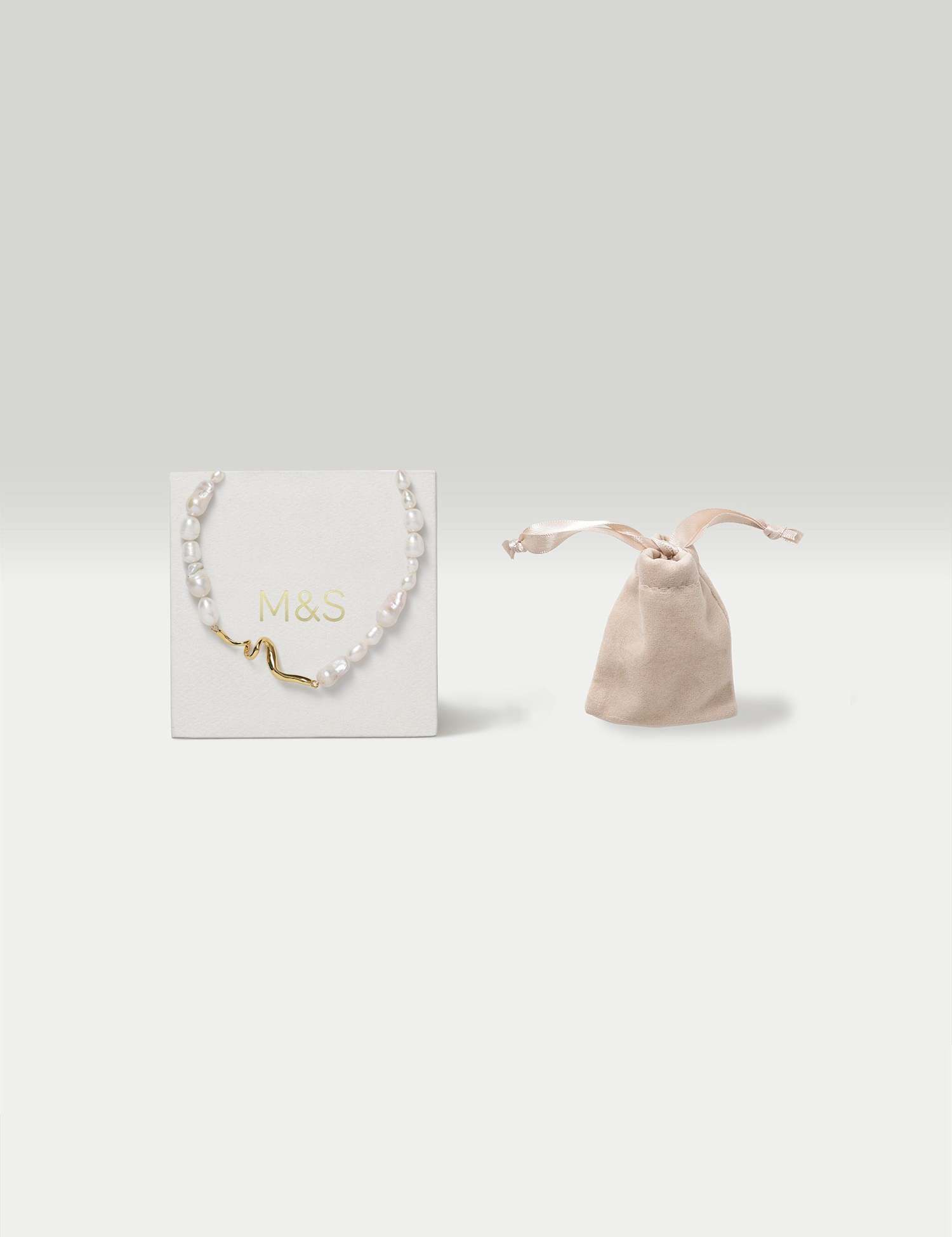 M&S 18k Gold Plated Twist Necklace Cream