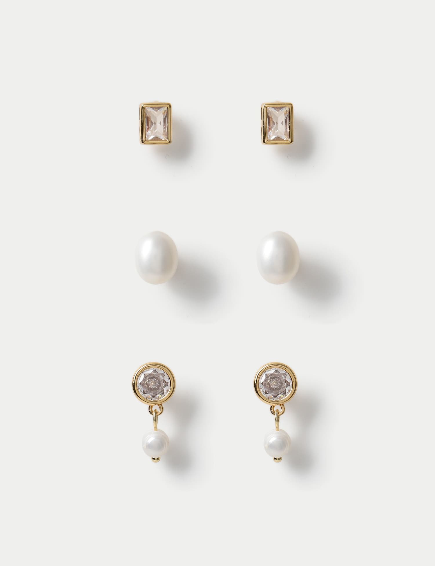 M&S 18k Gold Plated Pearl Earrings Set Gold