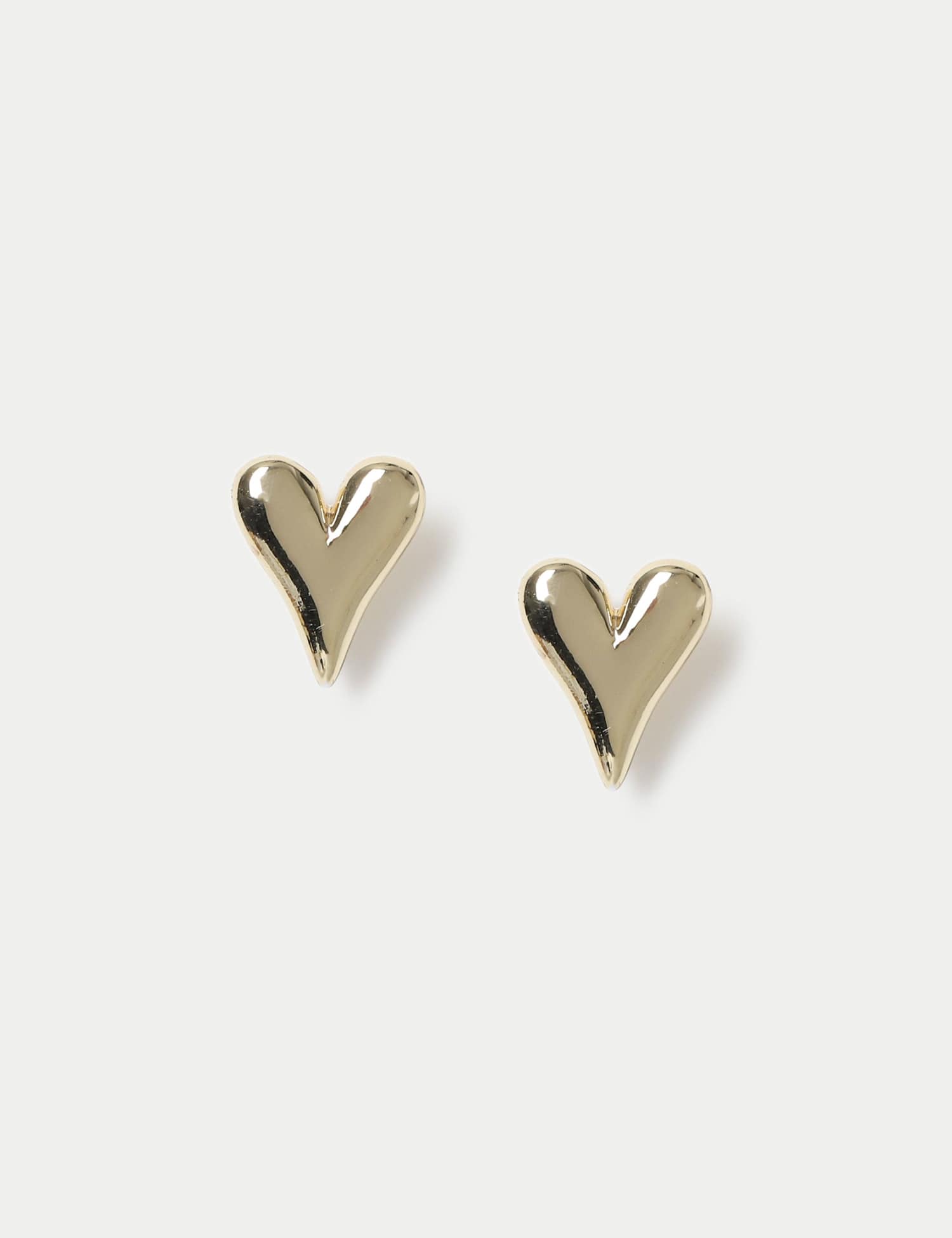 M&S 14ct Gold Plated Heart Stud Earrings Gold