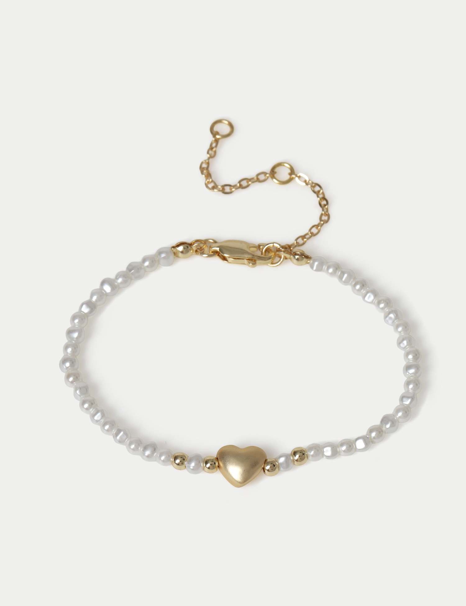 M&S 14ct Gold Plated Pearl Heart Bracelet Gold