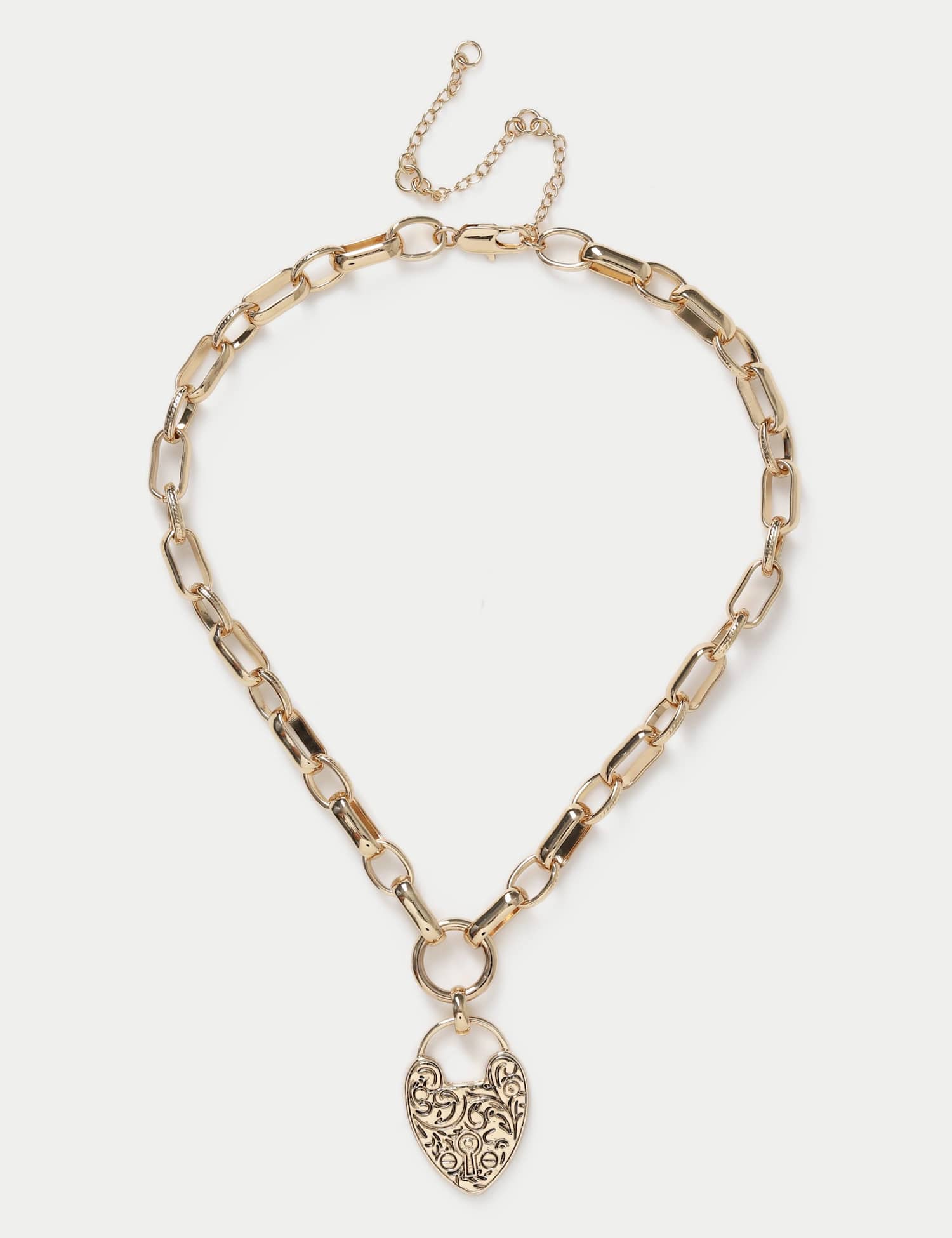 M&S Heart Engraved Pendant Necklace Gold