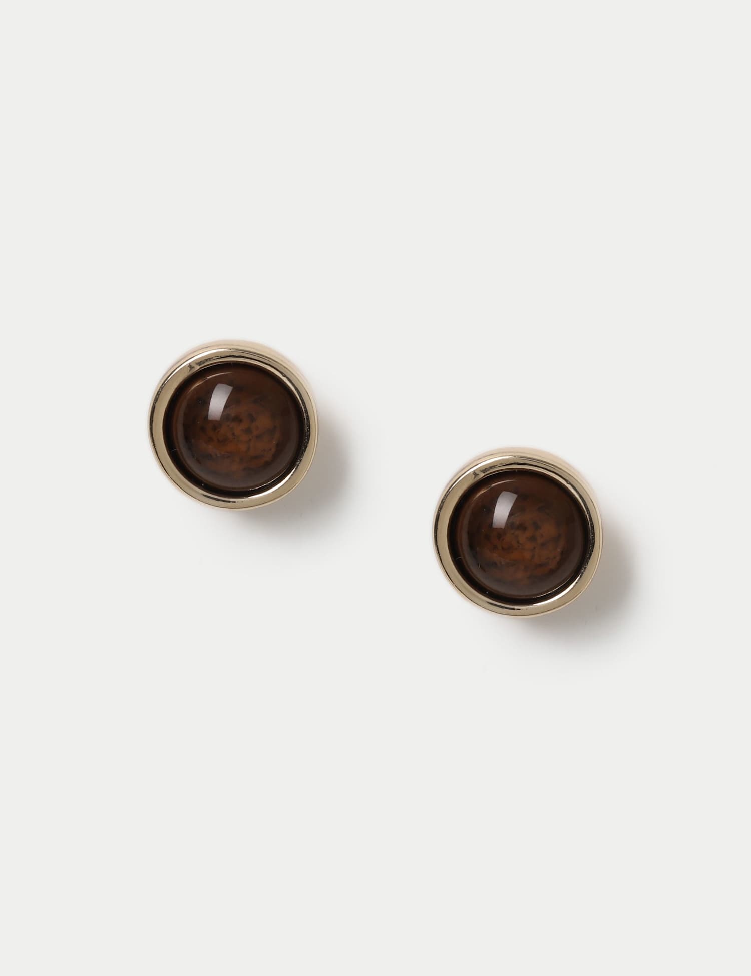 M&S Brown Circle Stud Earrings Brown