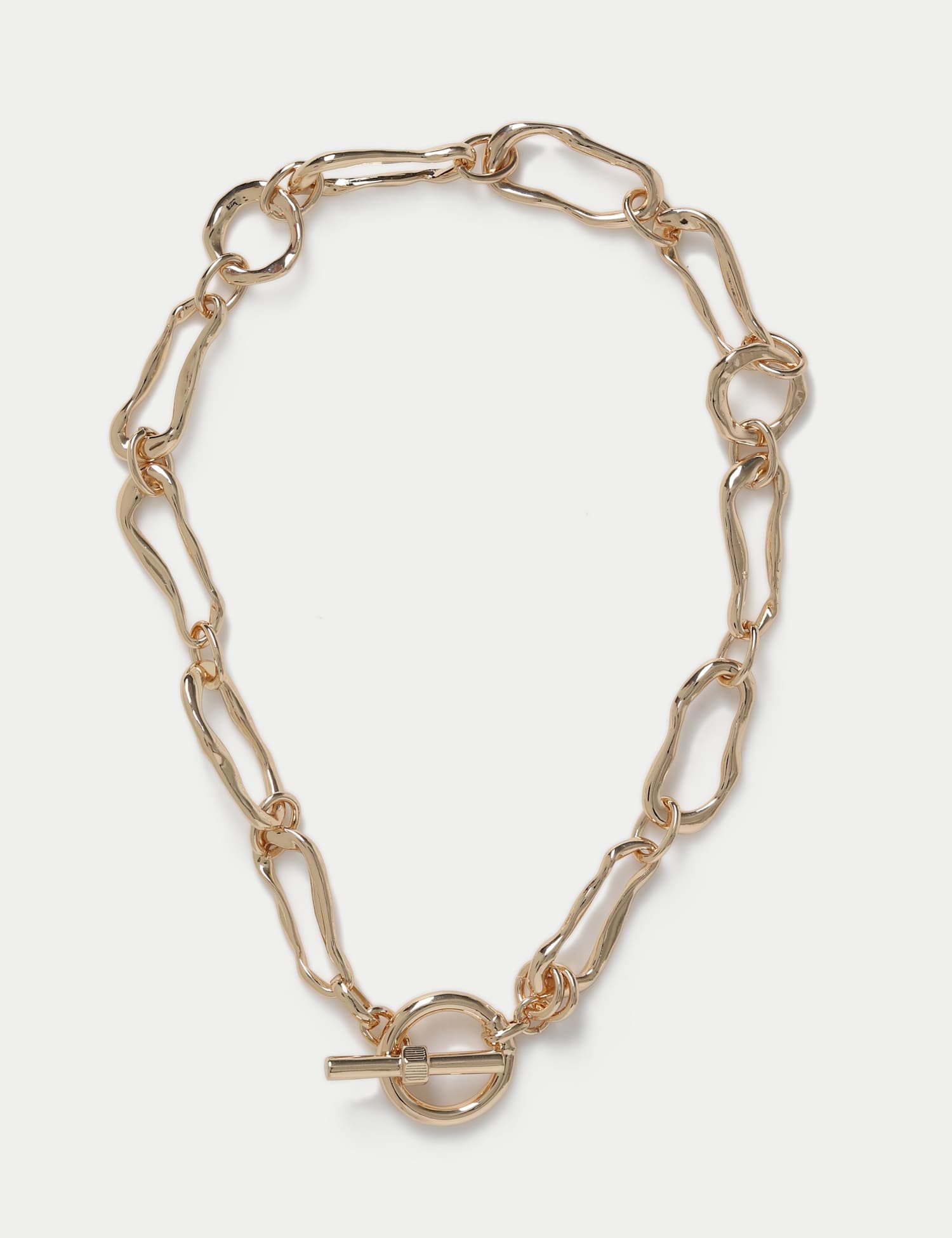 M&S Wave Link T-Bar Chain Necklace Gold