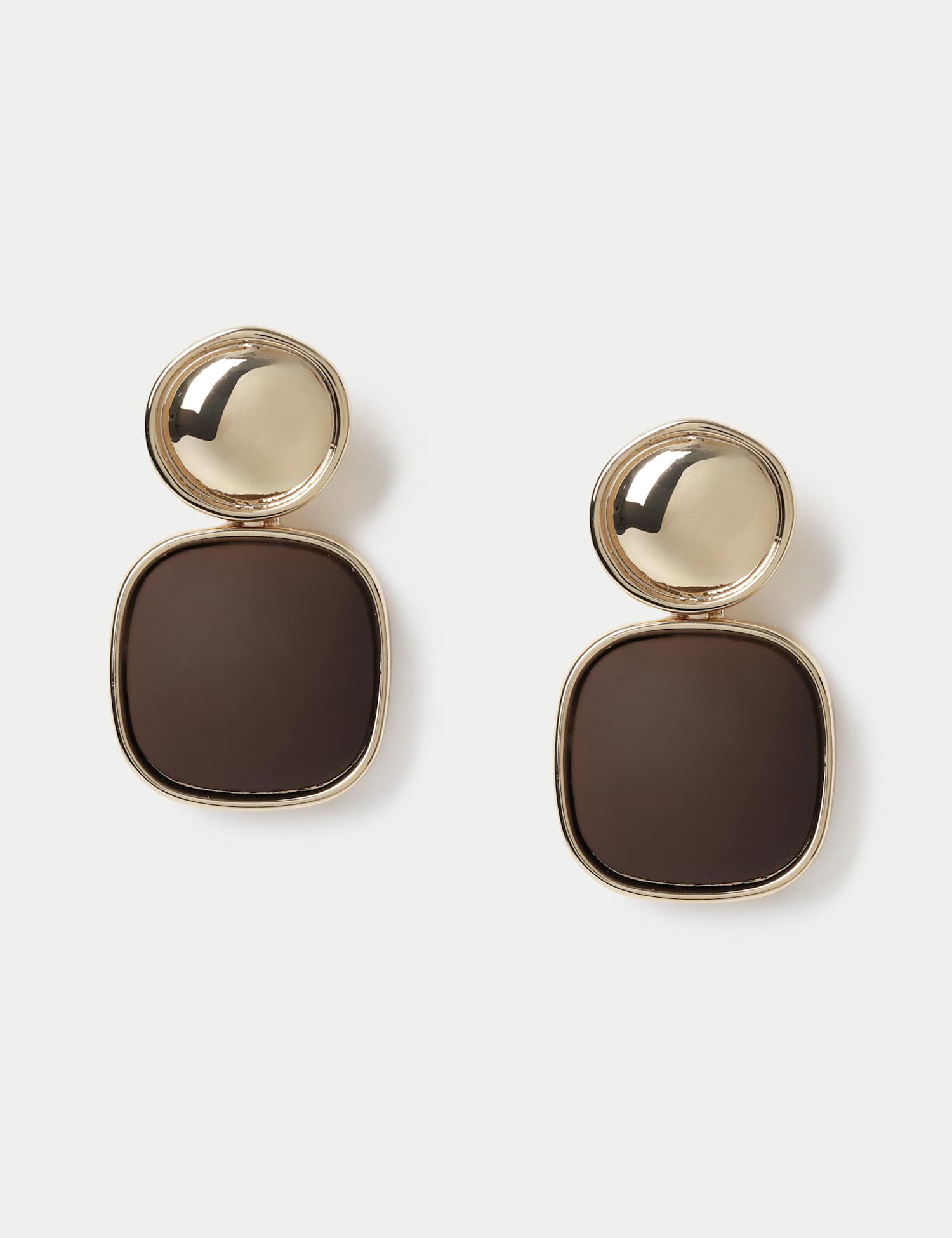 M&S Powder Coat Drop Earrings Brown